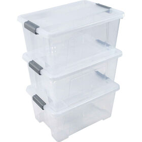 Conjunto 3 Caixas de Arruma&ccedil;&atilde;o com Tampa 15L Transparente Mylux