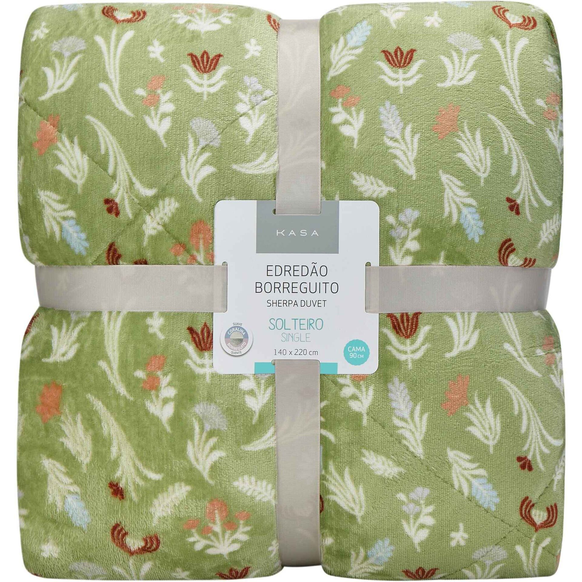 Edredão Coral Borreguito Verde Plantópia