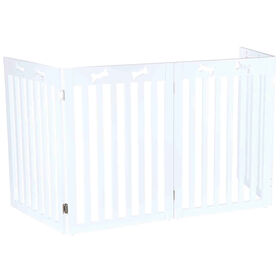 Barreira de Proteção para Cão com 4 Elementos Lacado Branco 60-160x75cm