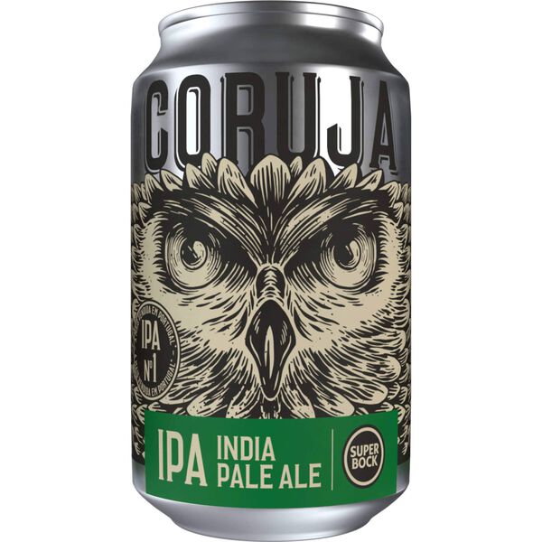 Cerveja em Lata com Álcool Coruja IPA India Pale Ale Super Bock Coruja