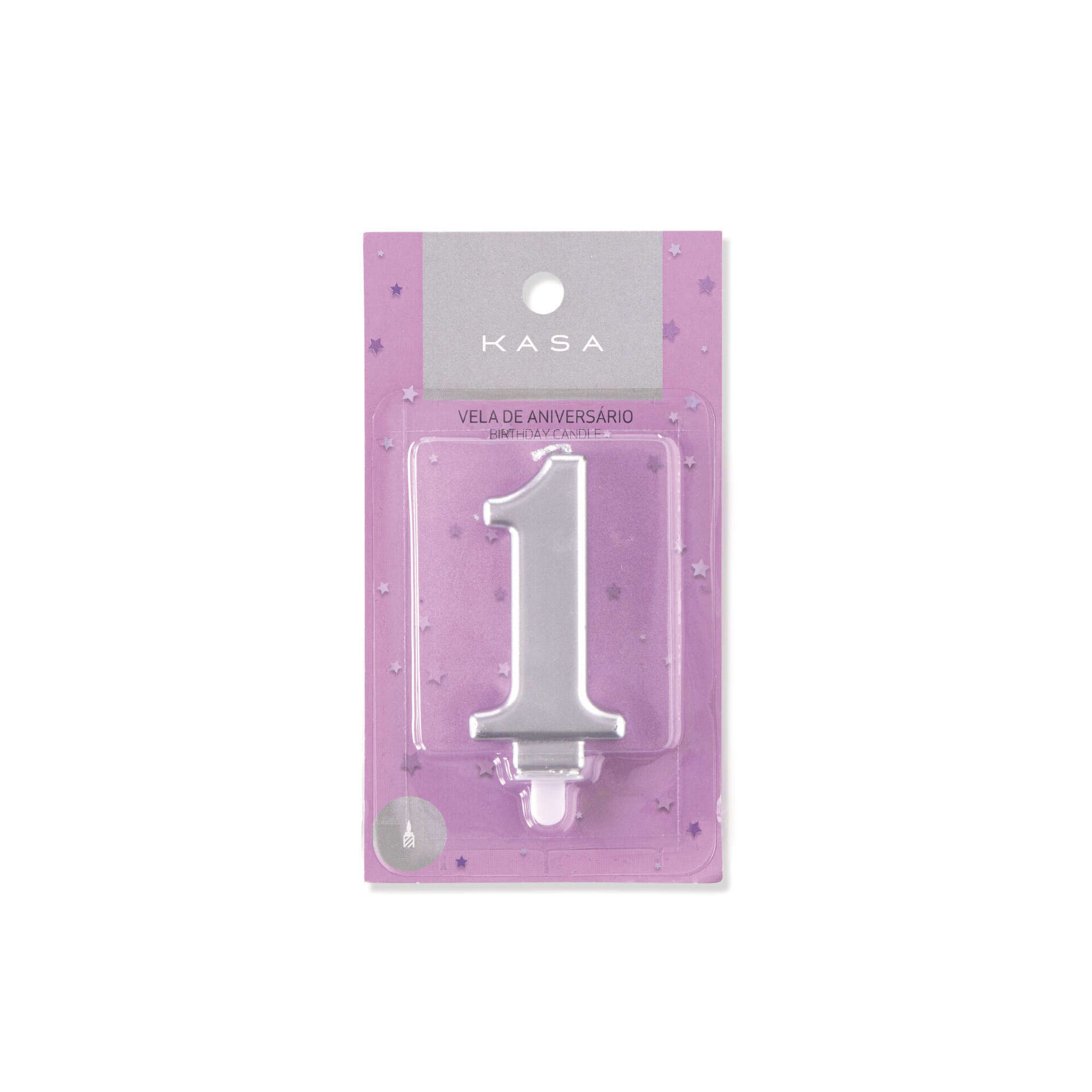 Vela Nº1 8cm Prateado