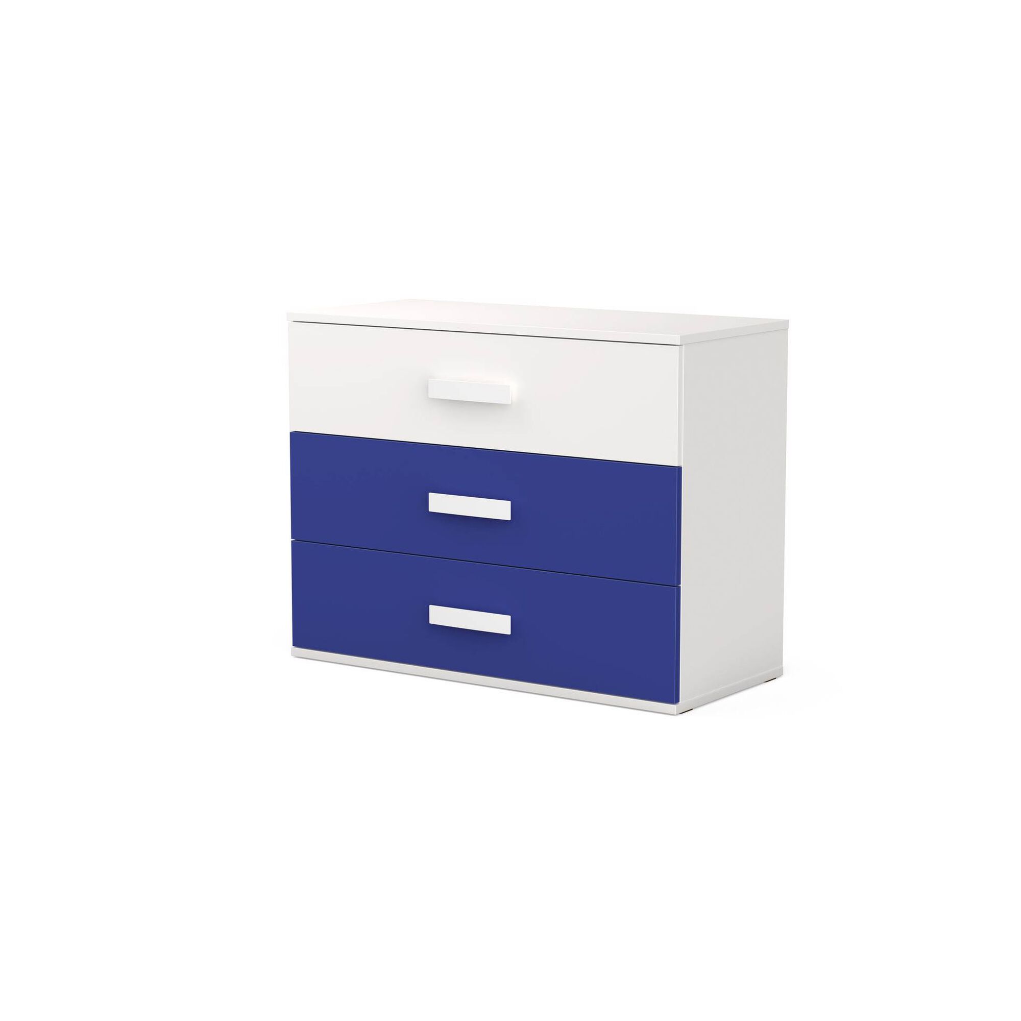 Cómoda com 3 Gavetas 100x45x77cm Branca e Azul Play Cómoda com 3 Gavetas 100x45x77cm Branca e Azul Play