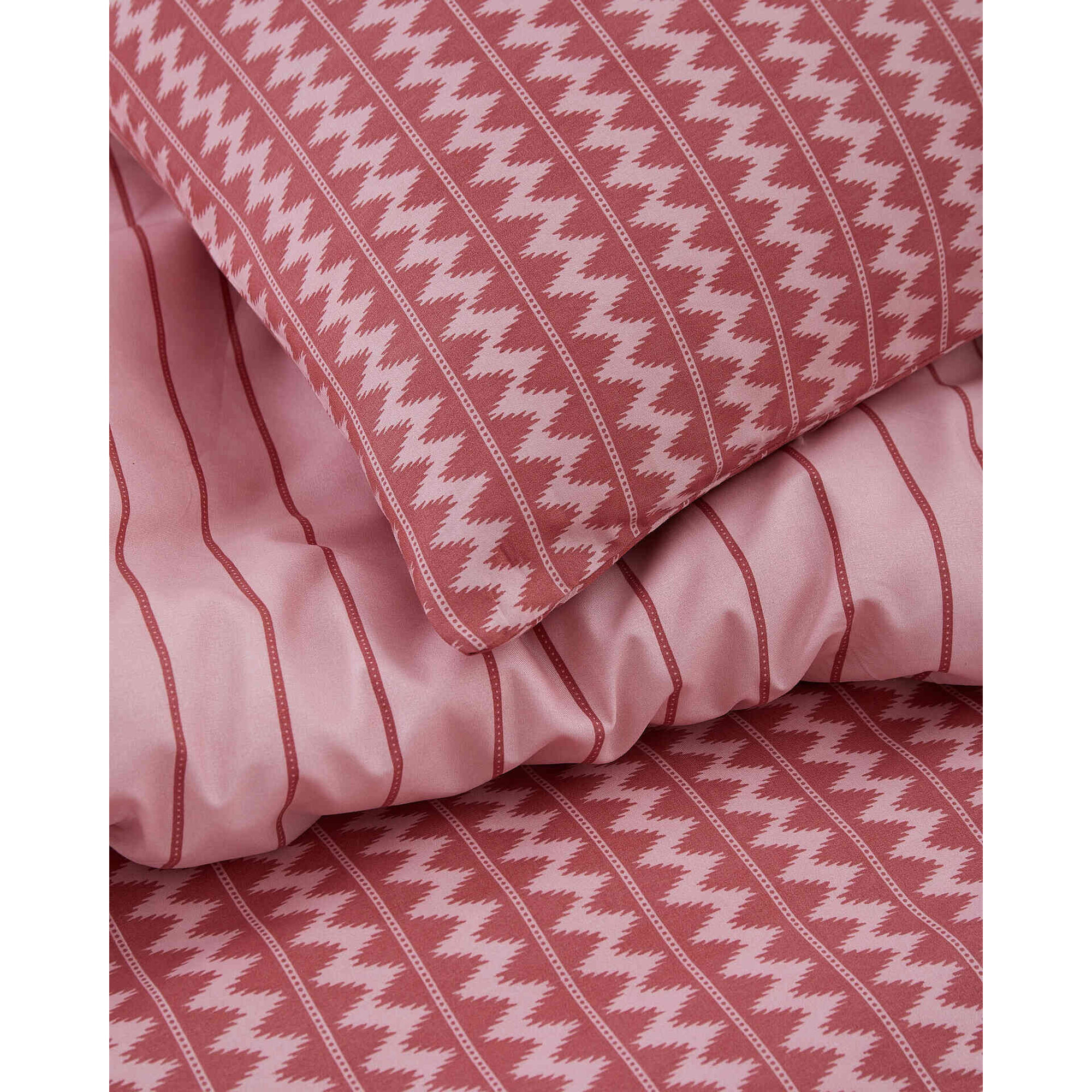 Conjunto Capa de Edred&atilde;o e Fronhas 260x240cm Zigzag Vermelho Jardim Secreto Kasa