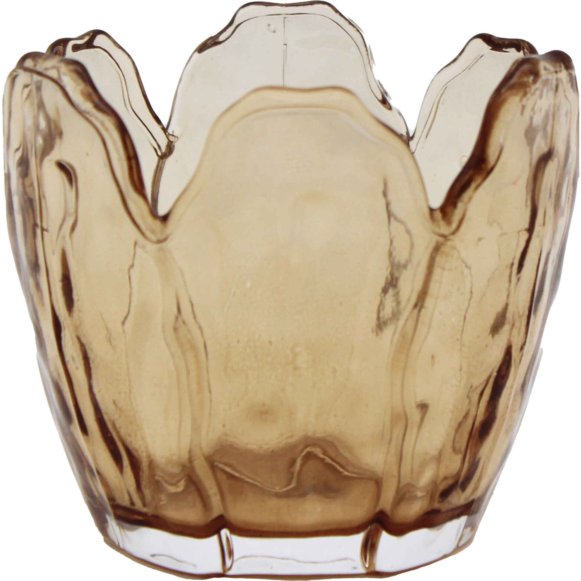 Suporte Tealight Tulipa Vidro Castanho
