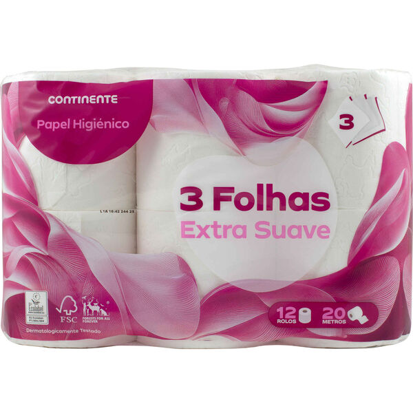 Papel Higiénico 3 Folhas Extra Suave Continente