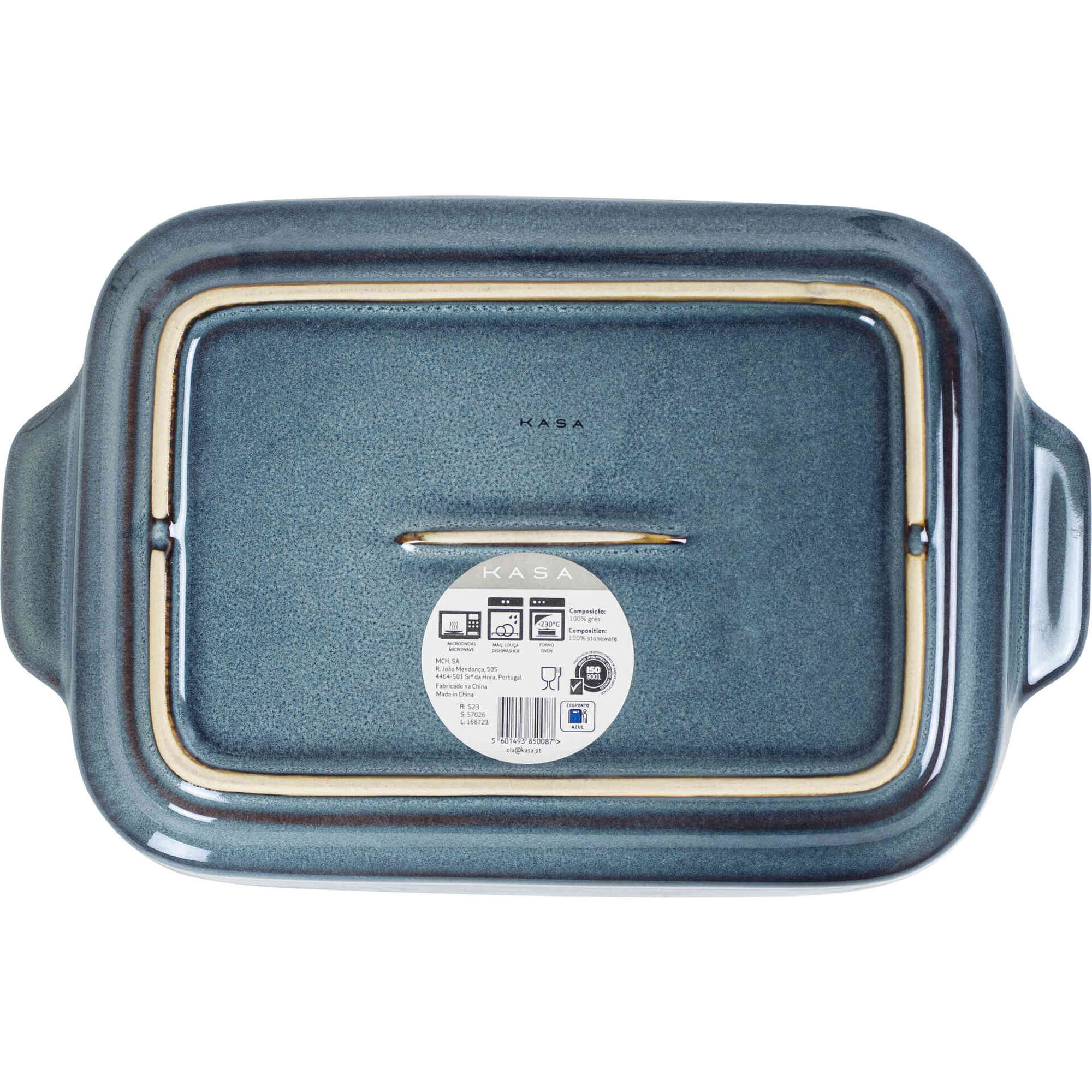 Assadeira Retangular Reativo 27x18cm Azul Kasa