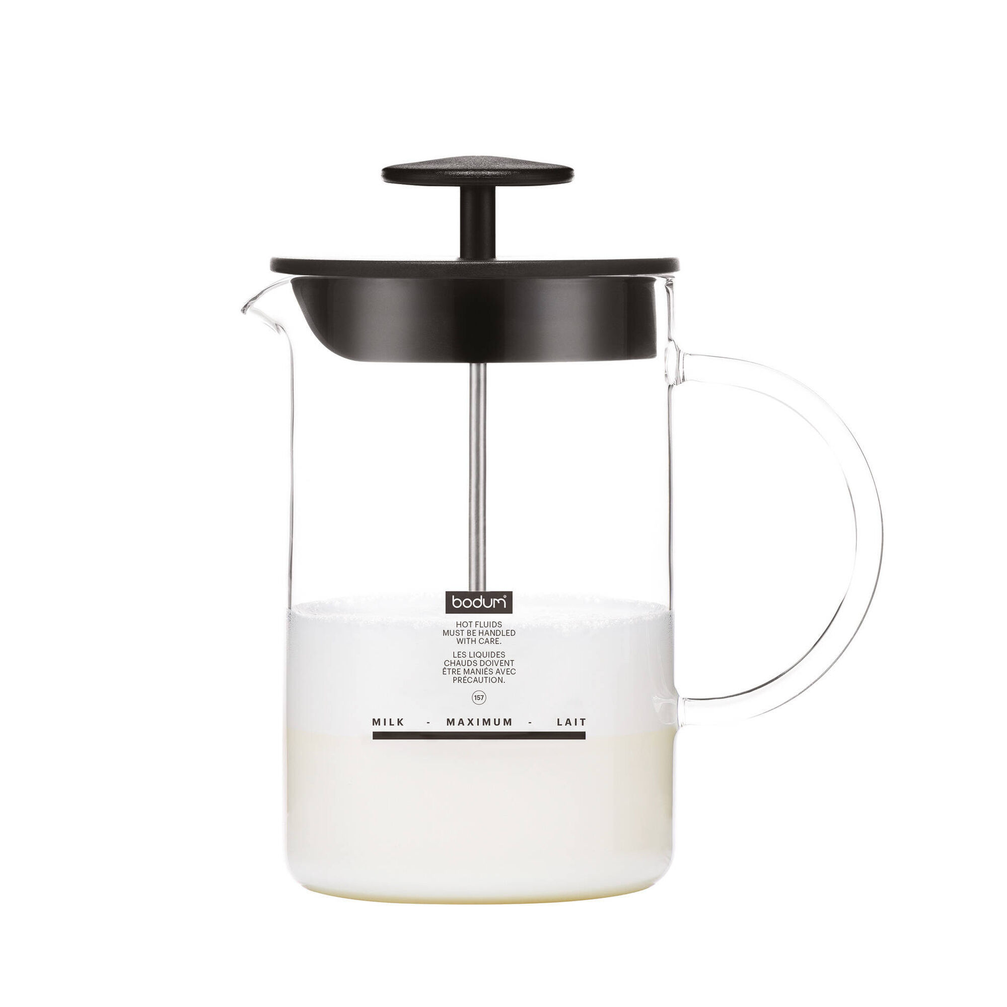 Caneca Vidro 250ml com Batedor Leite Latteo