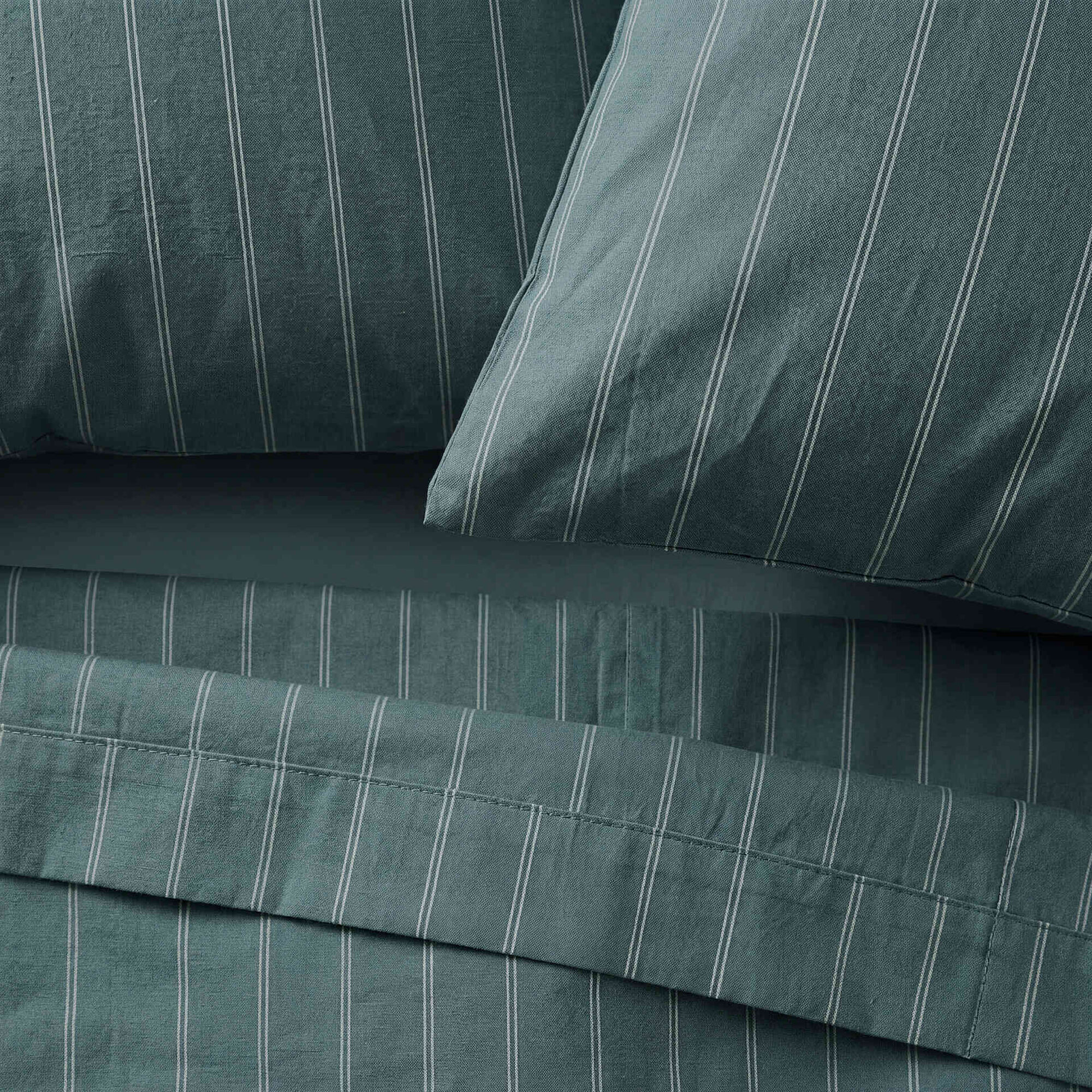 Conjunto de Len&ccedil;&oacute;is Algod&atilde;o Riscas Verdes Kasa