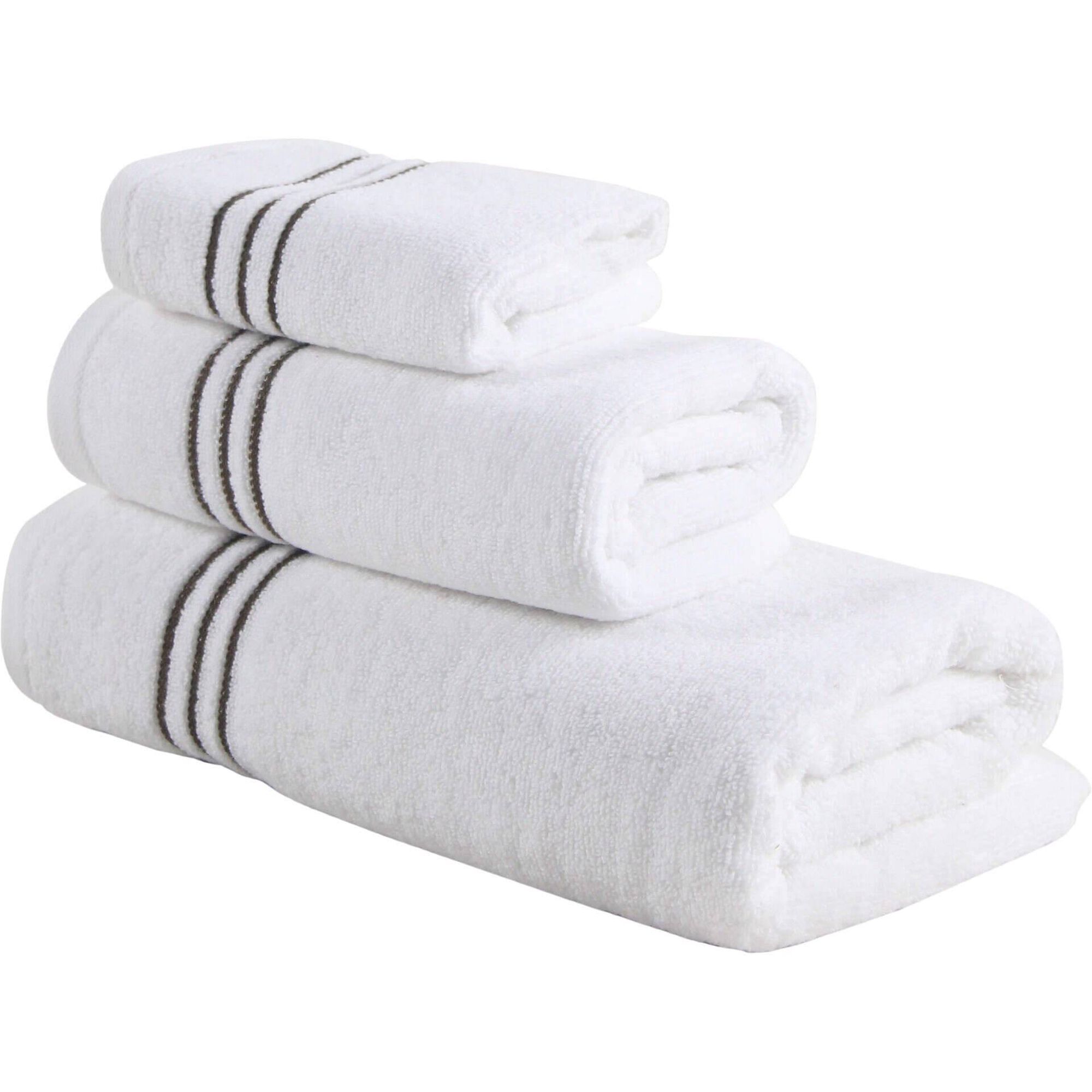 Conjunto 3 Toalhas Branco e Castanho Kasa