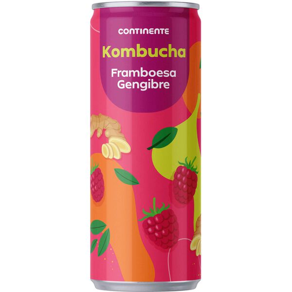 Bebida Kombucha em Lata Framboesa e Gengibre Continente