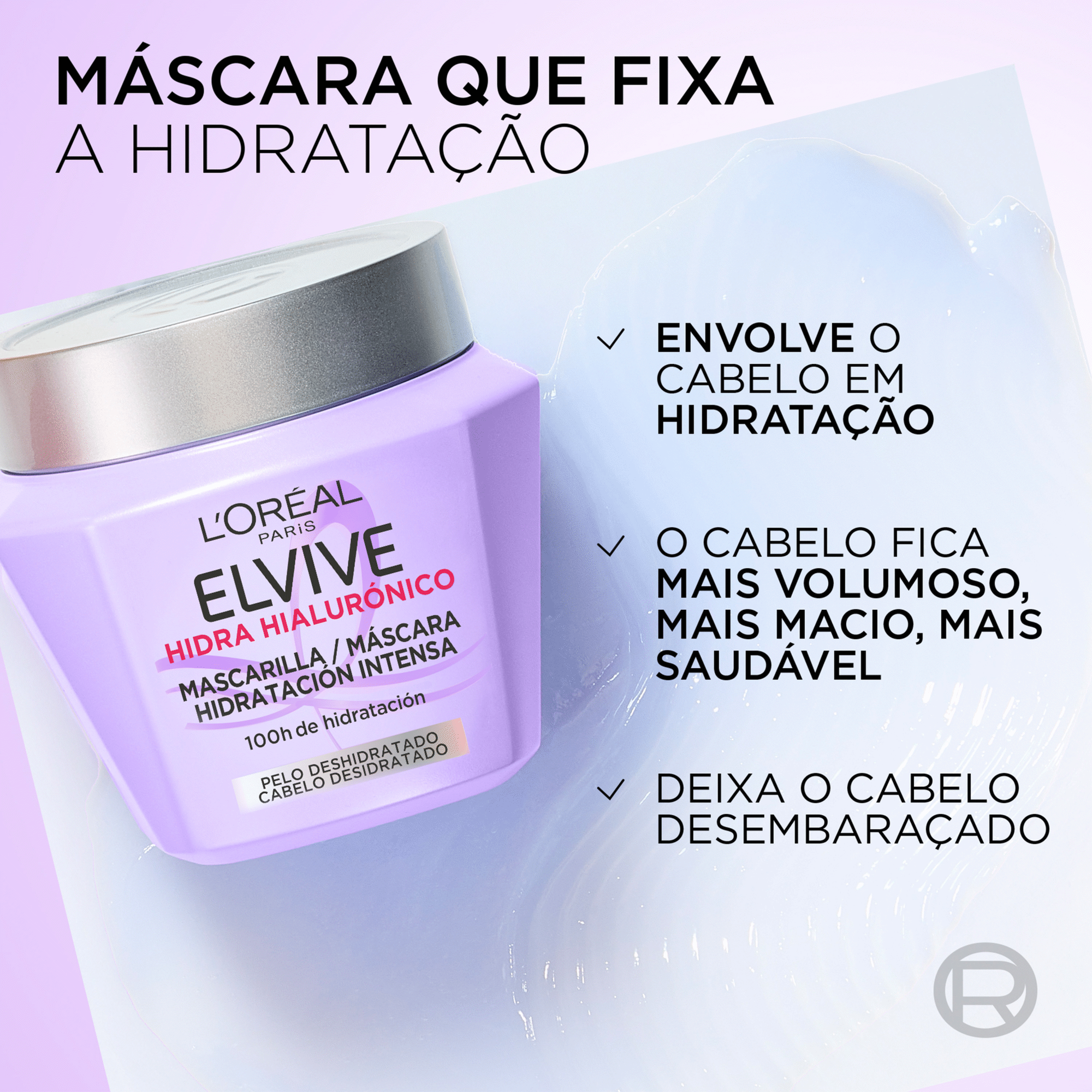 M&aacute;scara Cabelo Hidra Hialur&oacute;nico L'Or&eacute;al Paris Elvive