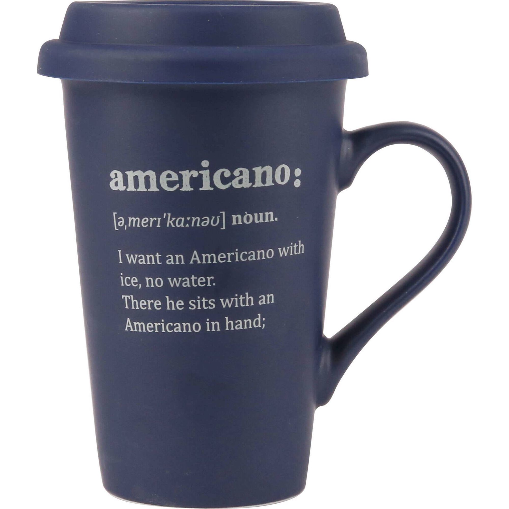 Caneca com Tampa 370ml Silicone Americano Azul