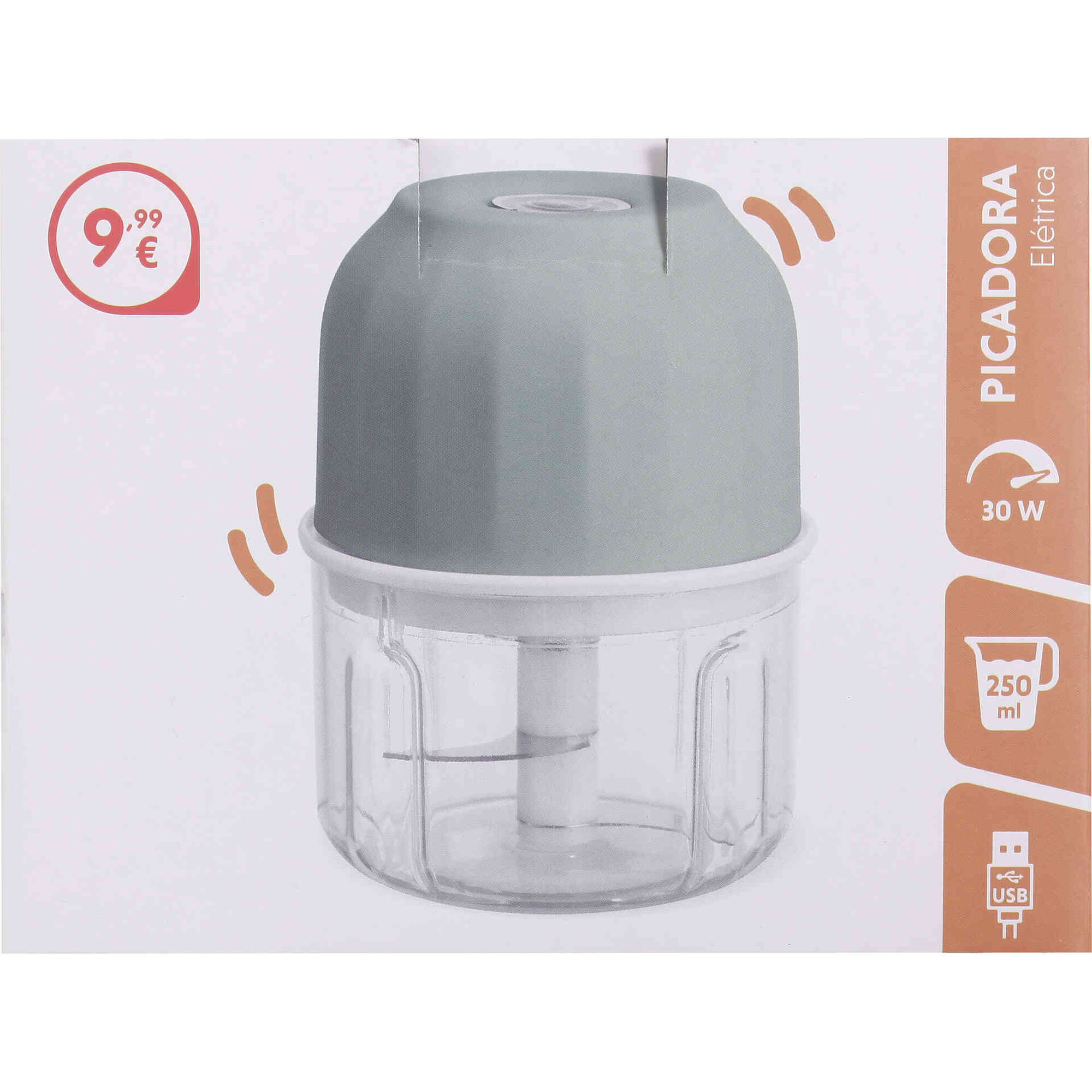 Mini Picadora El&eacute;trica com 3 L&acirc;minas 250ml Bazar&atilde;o