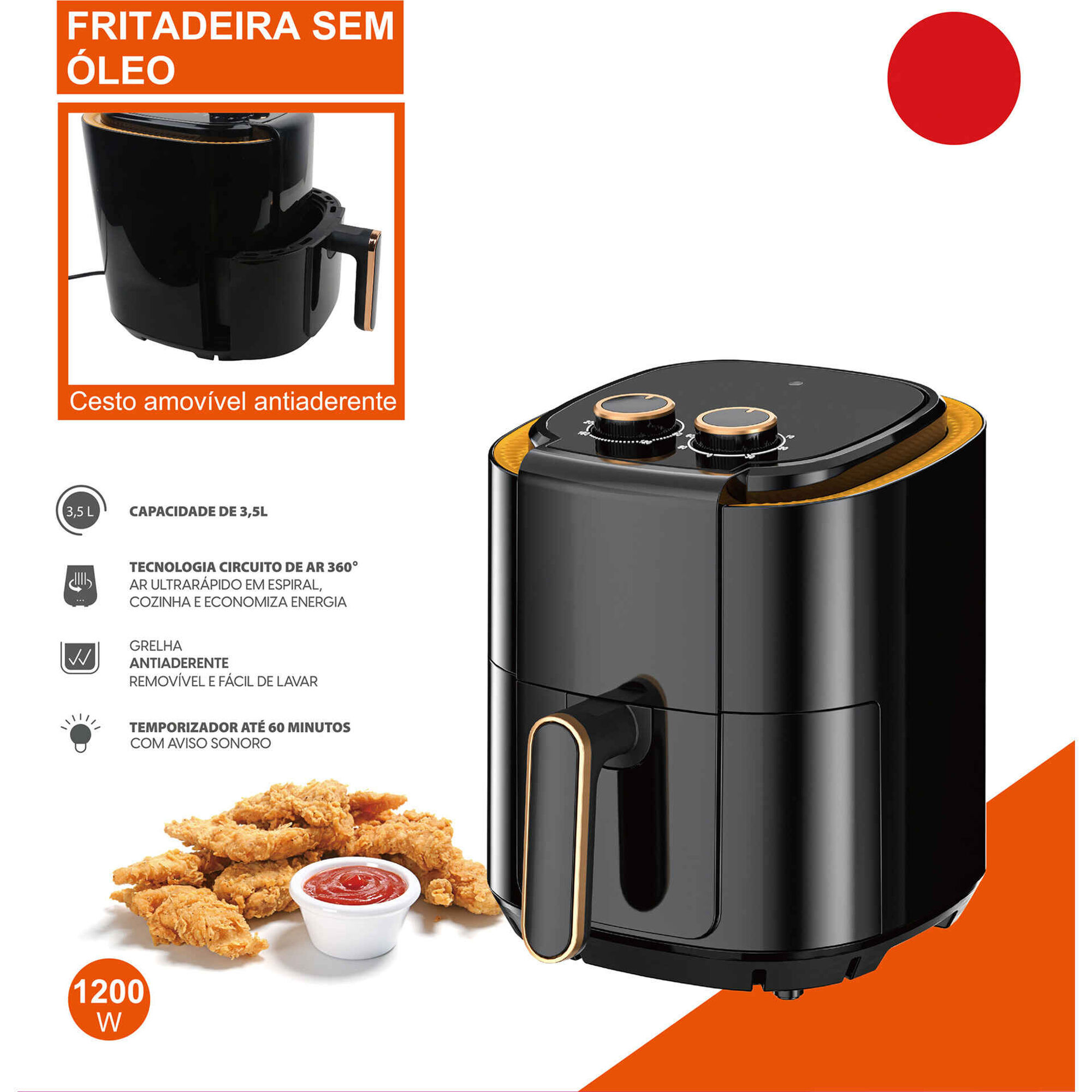 Fritadeira sem &Oacute;leo 3.5L 1300W Bazar&atilde;o