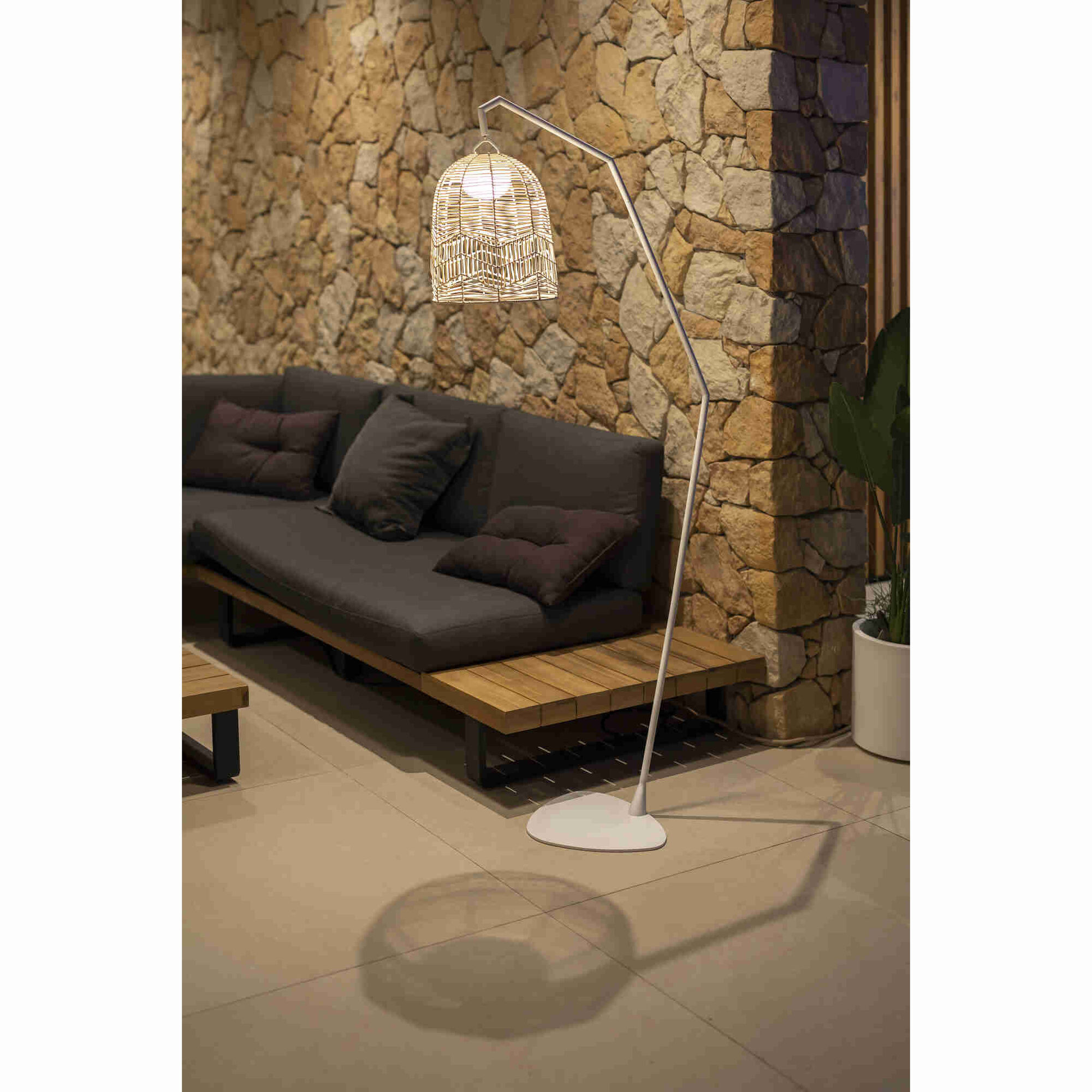 Candeeiro Ch&atilde;o Santorini Light Wood New Garden