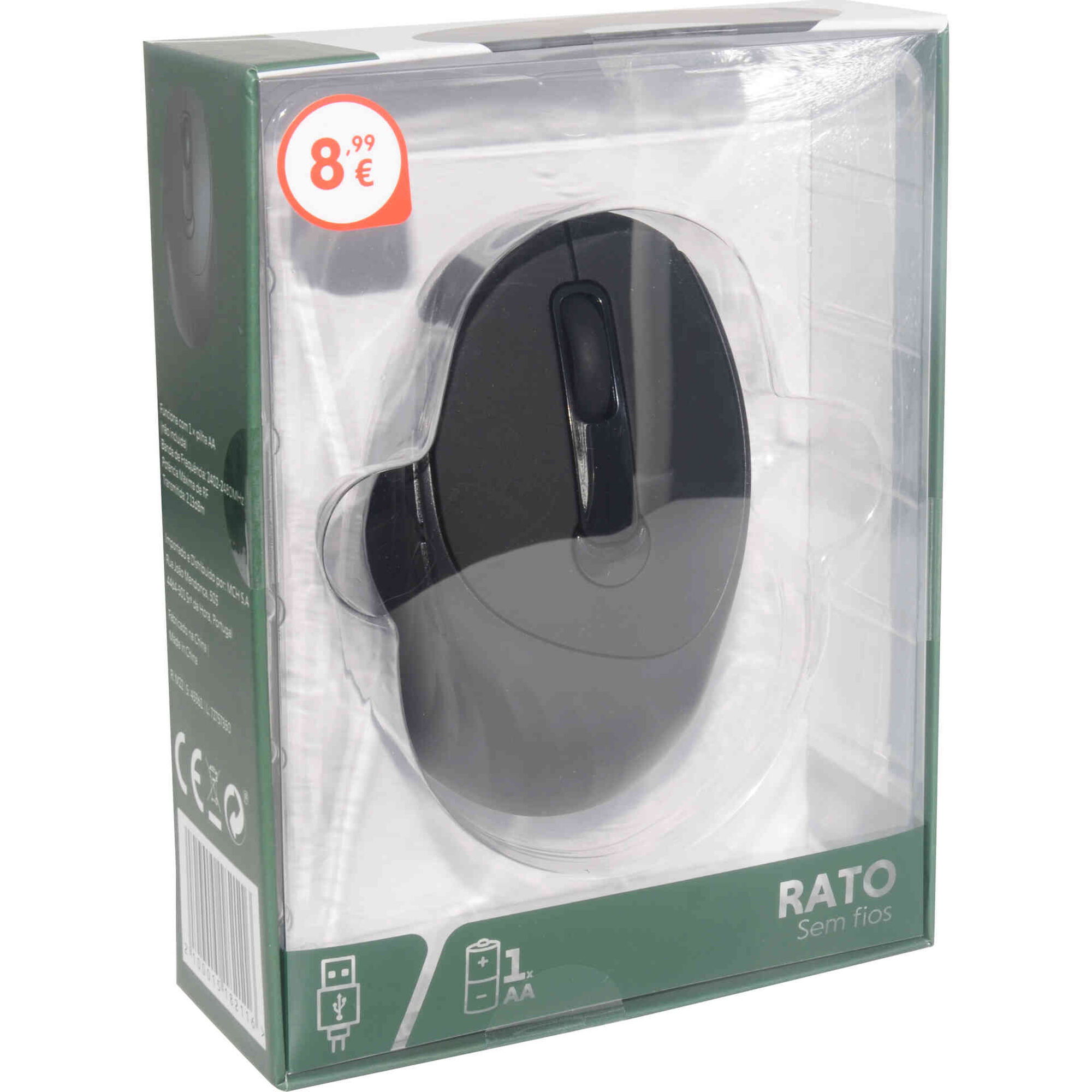 Rato com Carregamento USB Preto Bazar&atilde;o