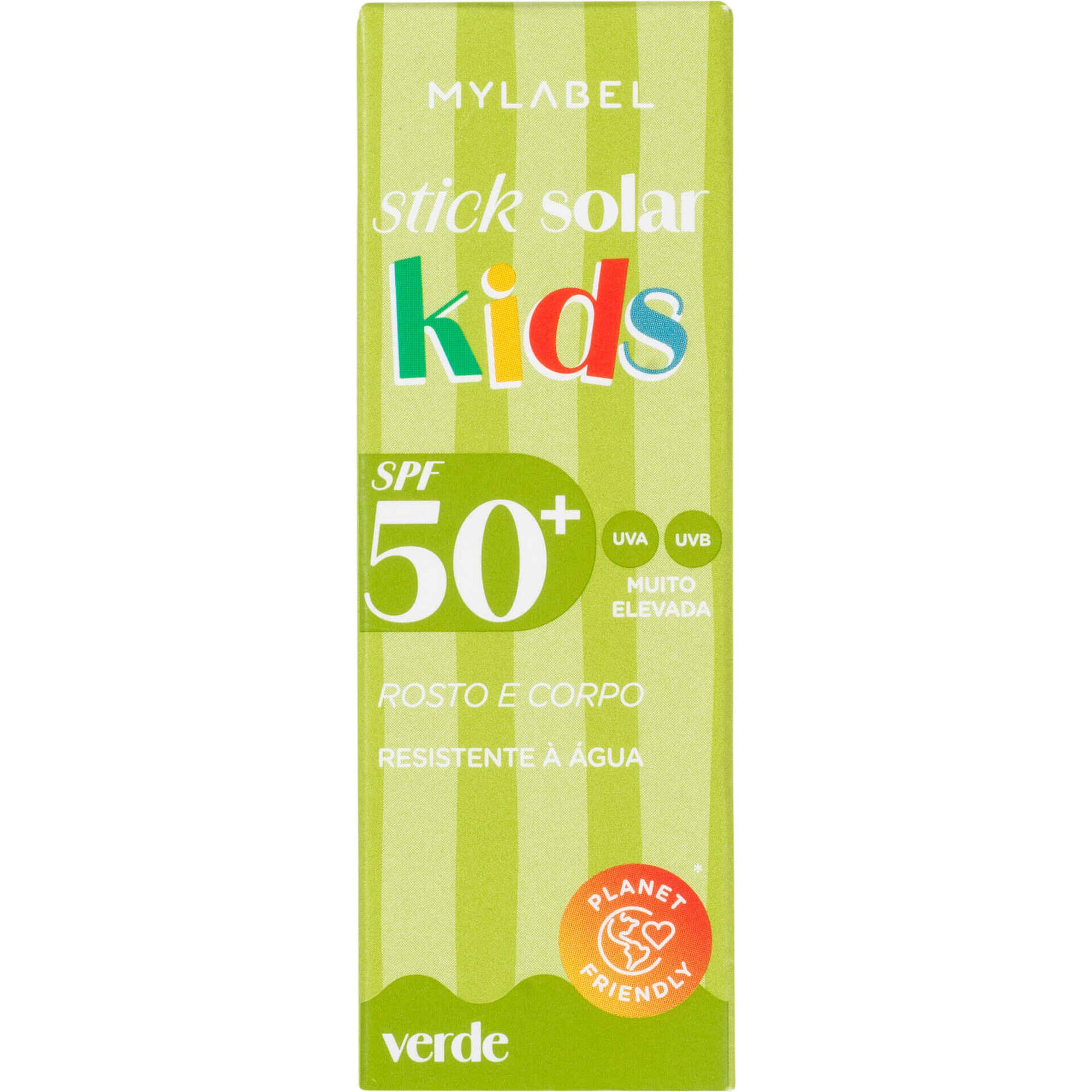 Protetor Solar Stick Rosto e Corpo Kids Verde FPS 50+ MyLabel