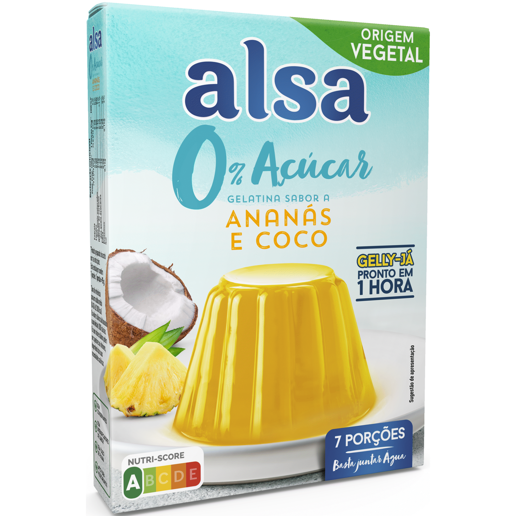 Gelatina em Pó de Ananás e Coco sem Açúcar Gelly-Já