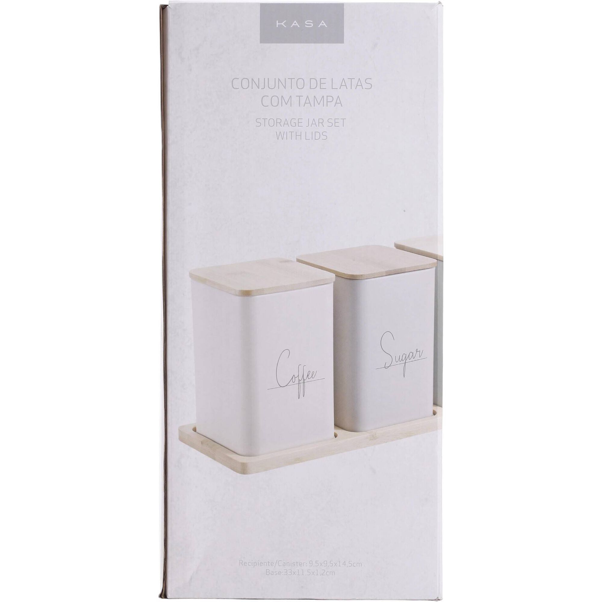 Conjunto 3 Latas com Tampa e Base Kasa