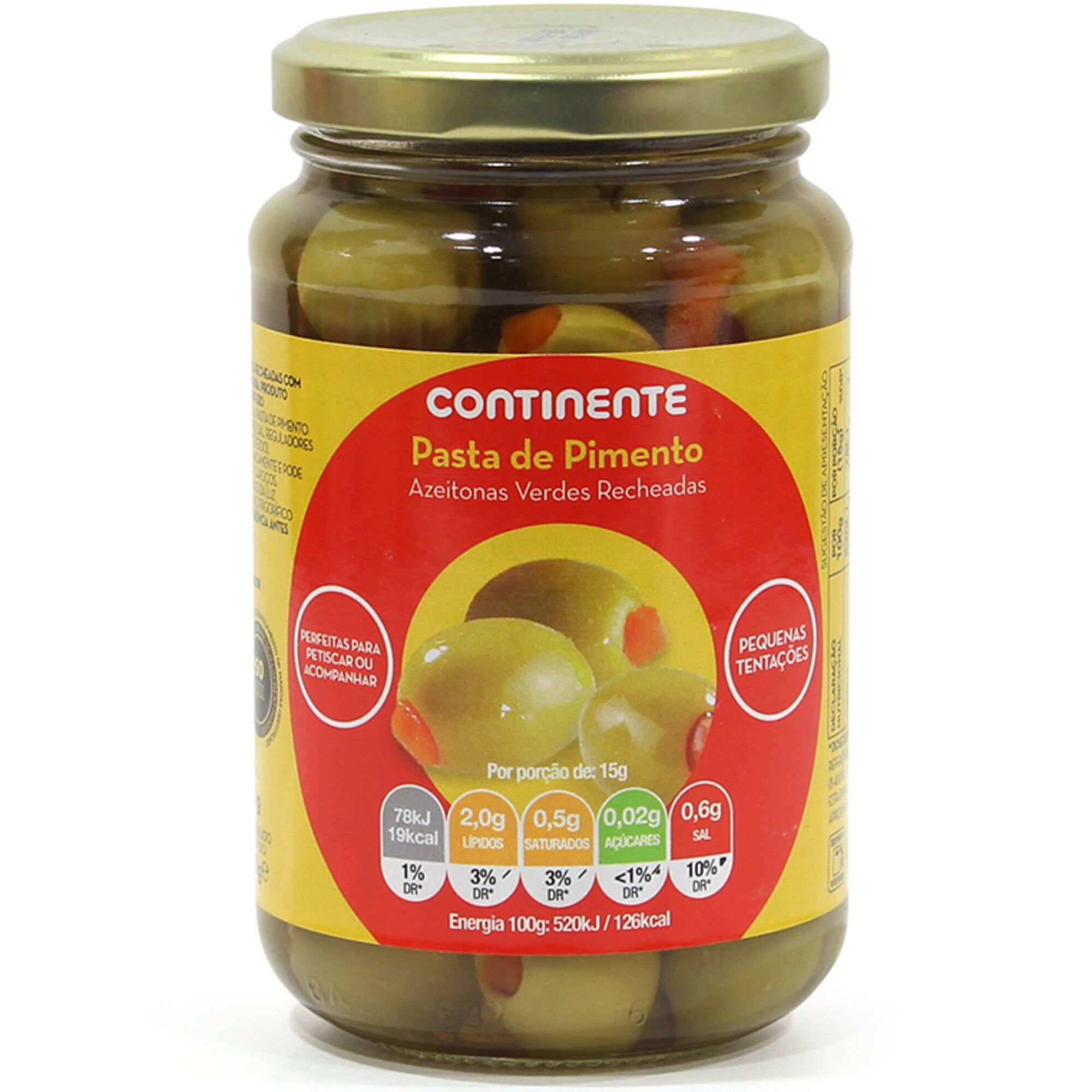Azeitona Verde Recheada com Pasta de Pimento Azeitona Verde Recheada com Pasta de Pimento