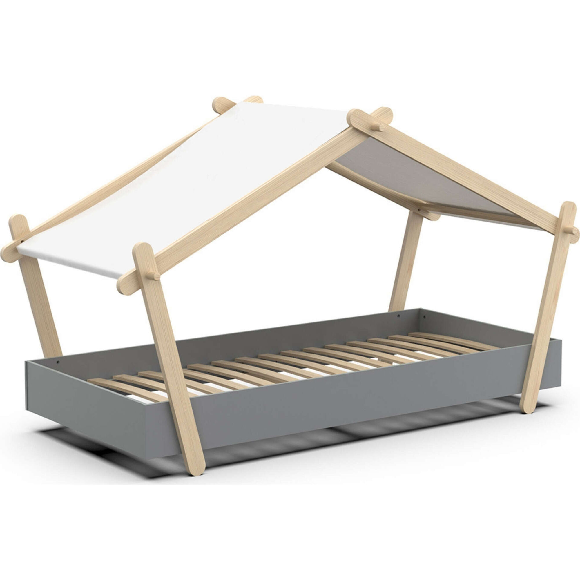 Cama Tenda 223,2x105,5x129,7cm Natural e Cinza Lodge