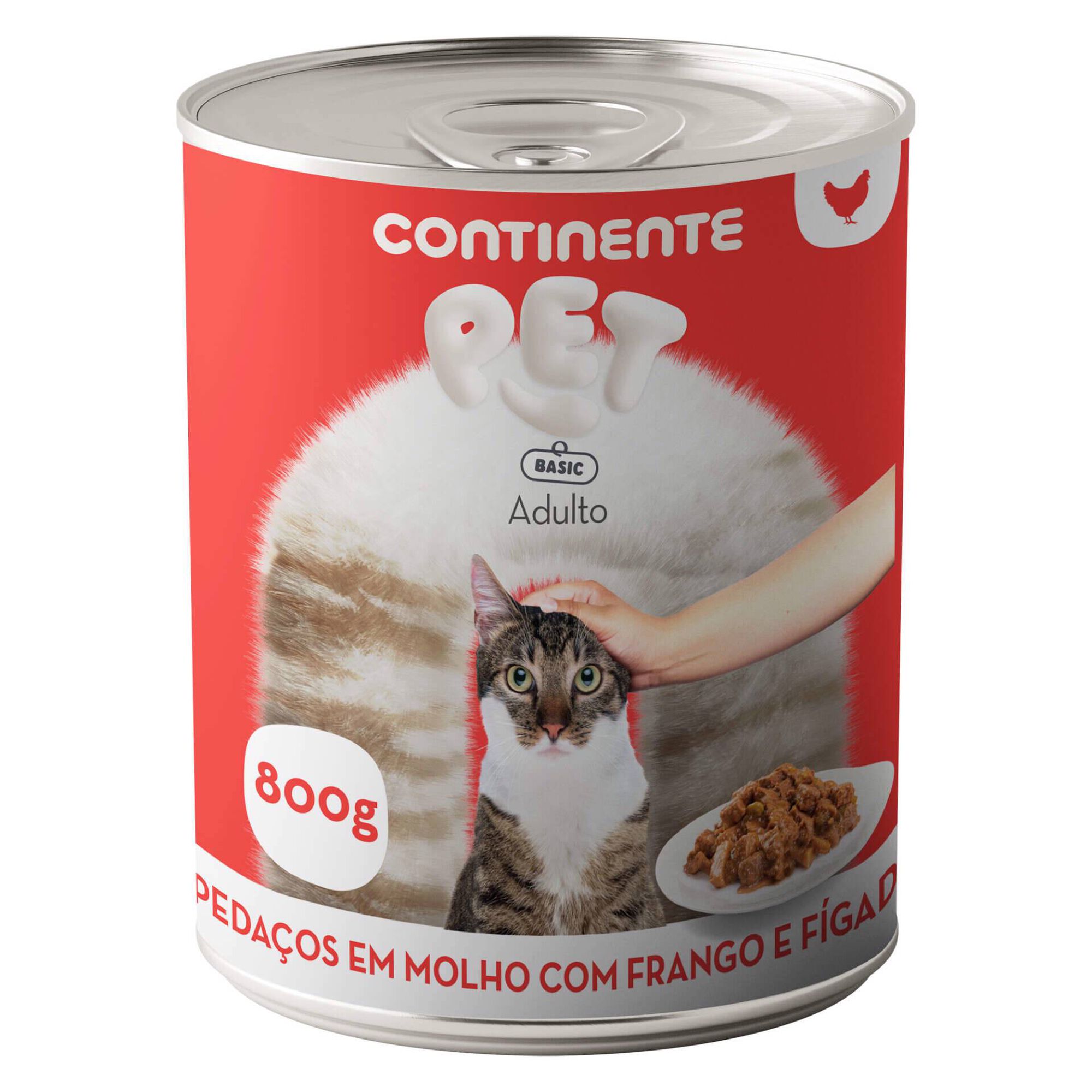 Comida H&uacute;mida para Gato Adulto Peda&ccedil;os em Molho Frango e F&iacute;gado Continente Pet Basic