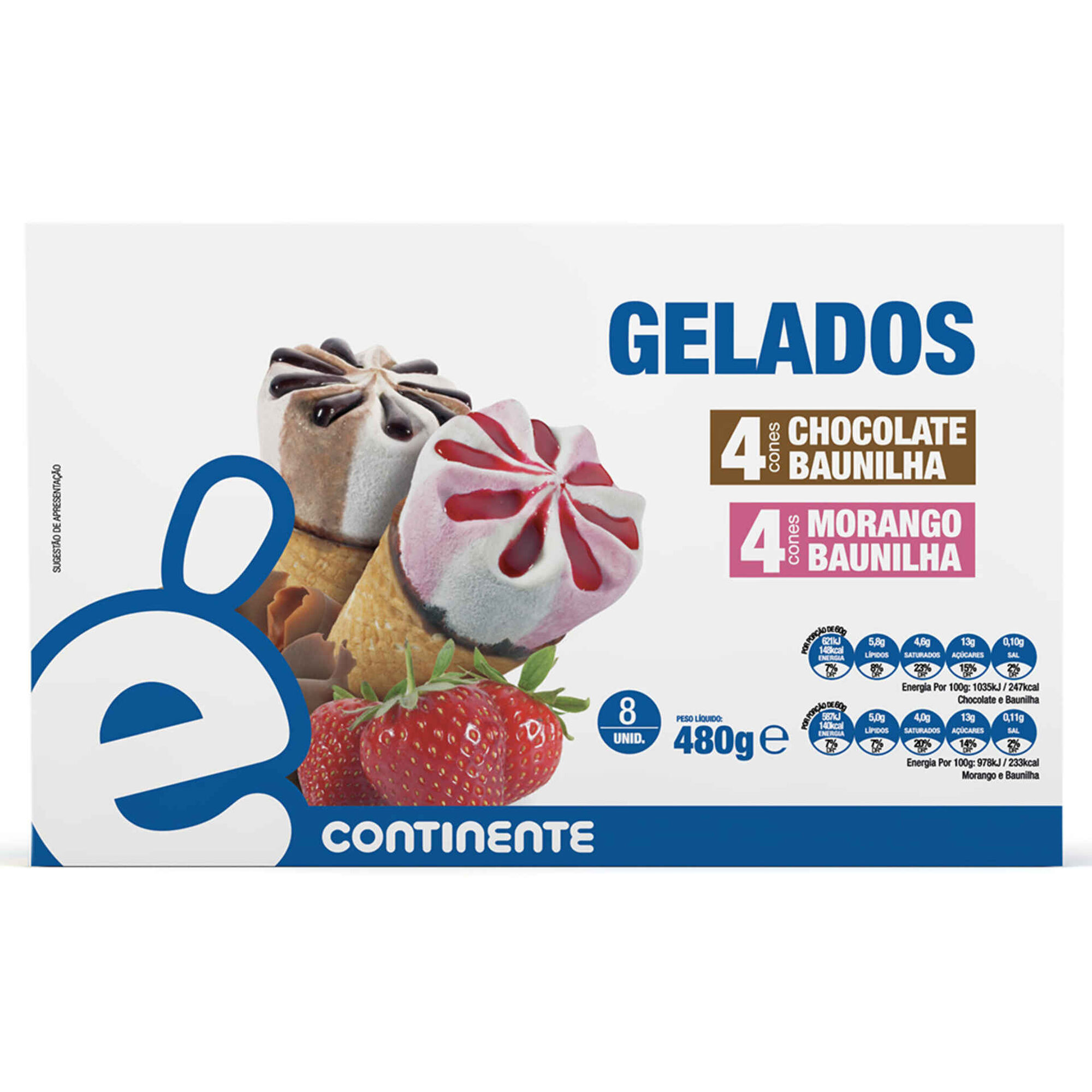 Gelado de Chocolate e Baunilha e de Morango e Baunilha Gelado de Chocolate e Baunilha e de Morango e Baunilha