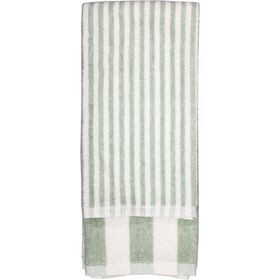 Conjunto 2 Panos Cozinha Felpo Riscas Verde Claro Kasa