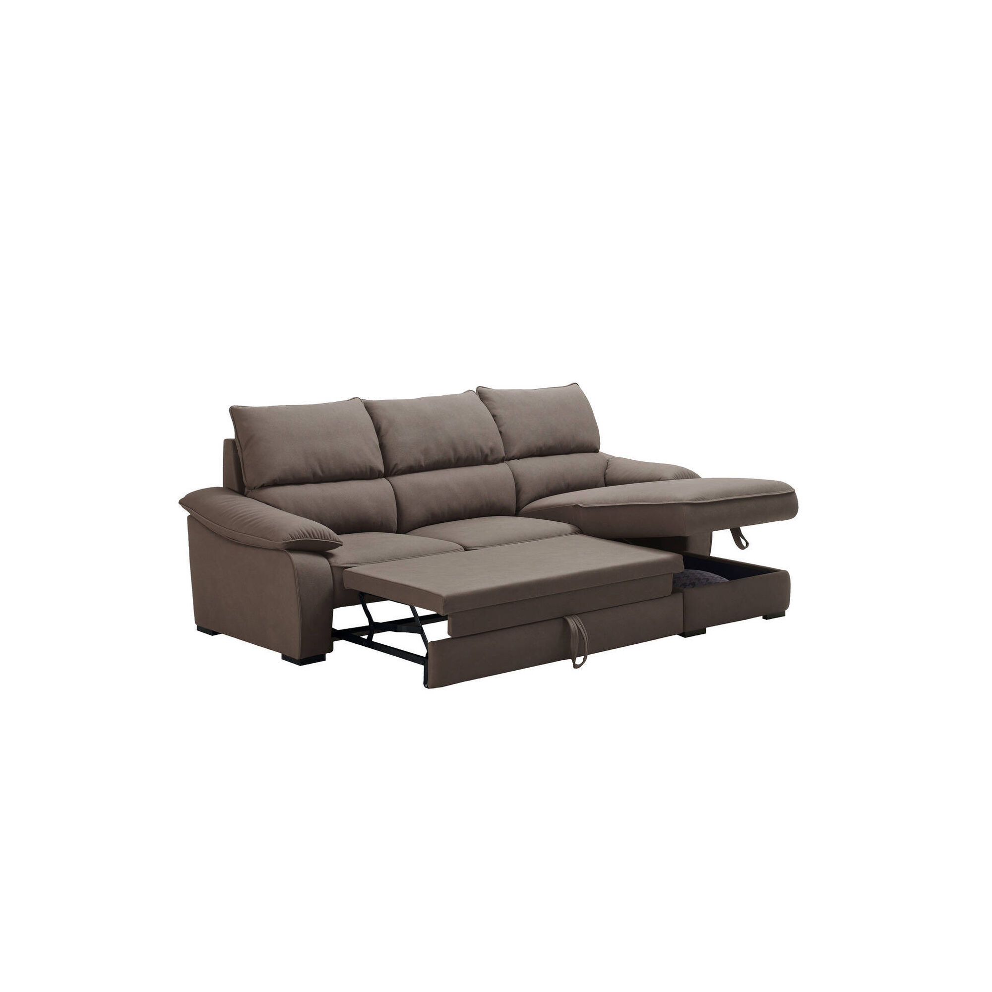 Sofá Cama com Chaise Long Castanho George