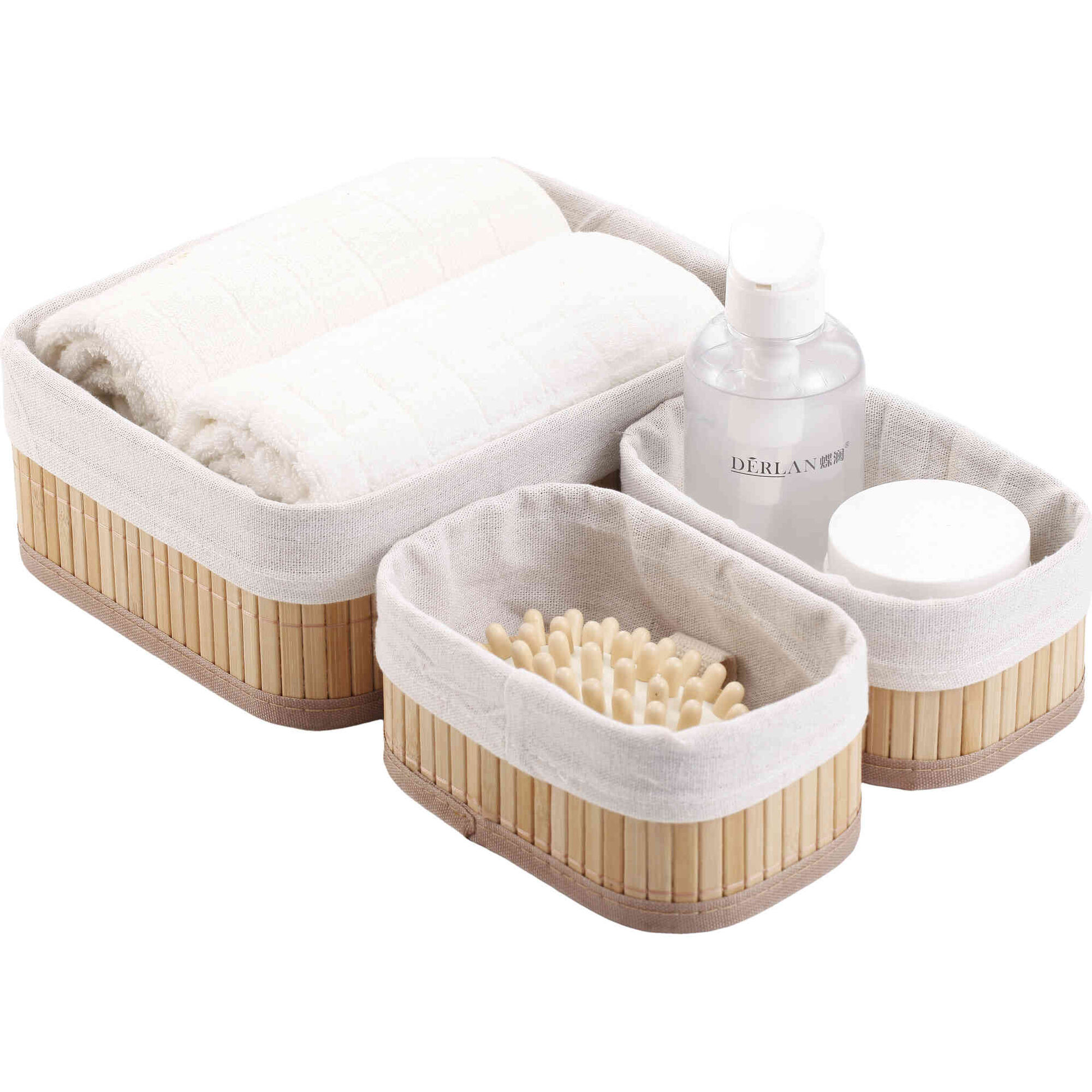 Conjunto 3 Cestos de Arrumação Bambu