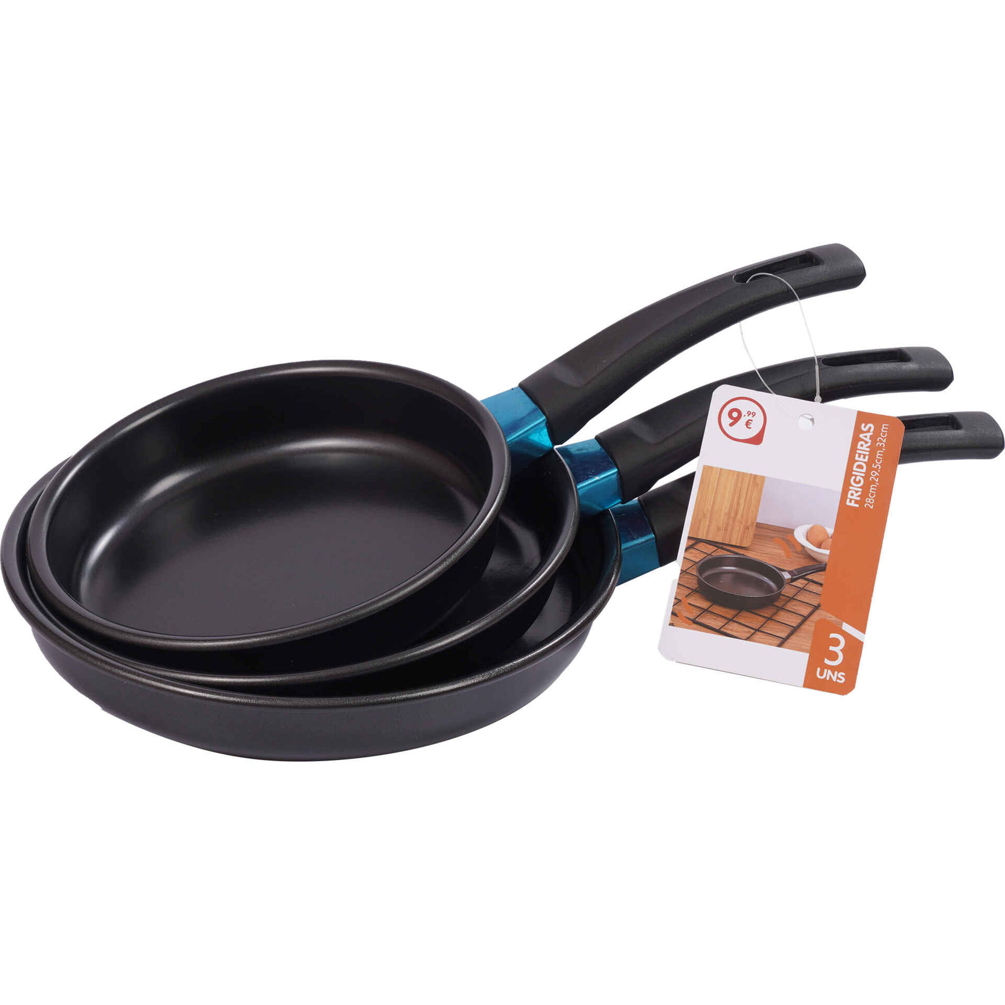 Conjunto 3 Frigideiras Pretas 28, 29,5 e 32cm Bazar&atilde;o