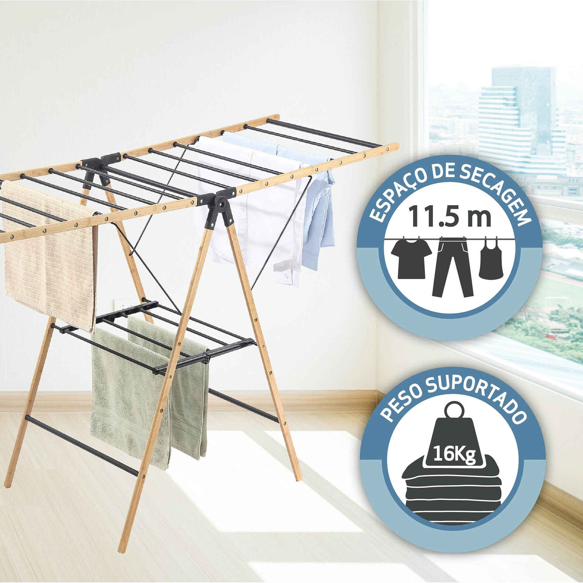 Estendal Ch&atilde;o com Abas Bambu 11,5m