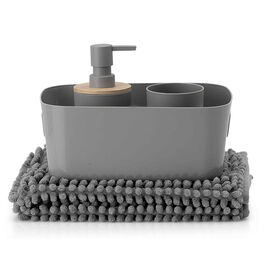 Conjunto 4 Acessórios Banho Cinza Conjunto 4 Acessórios Banho Cinza