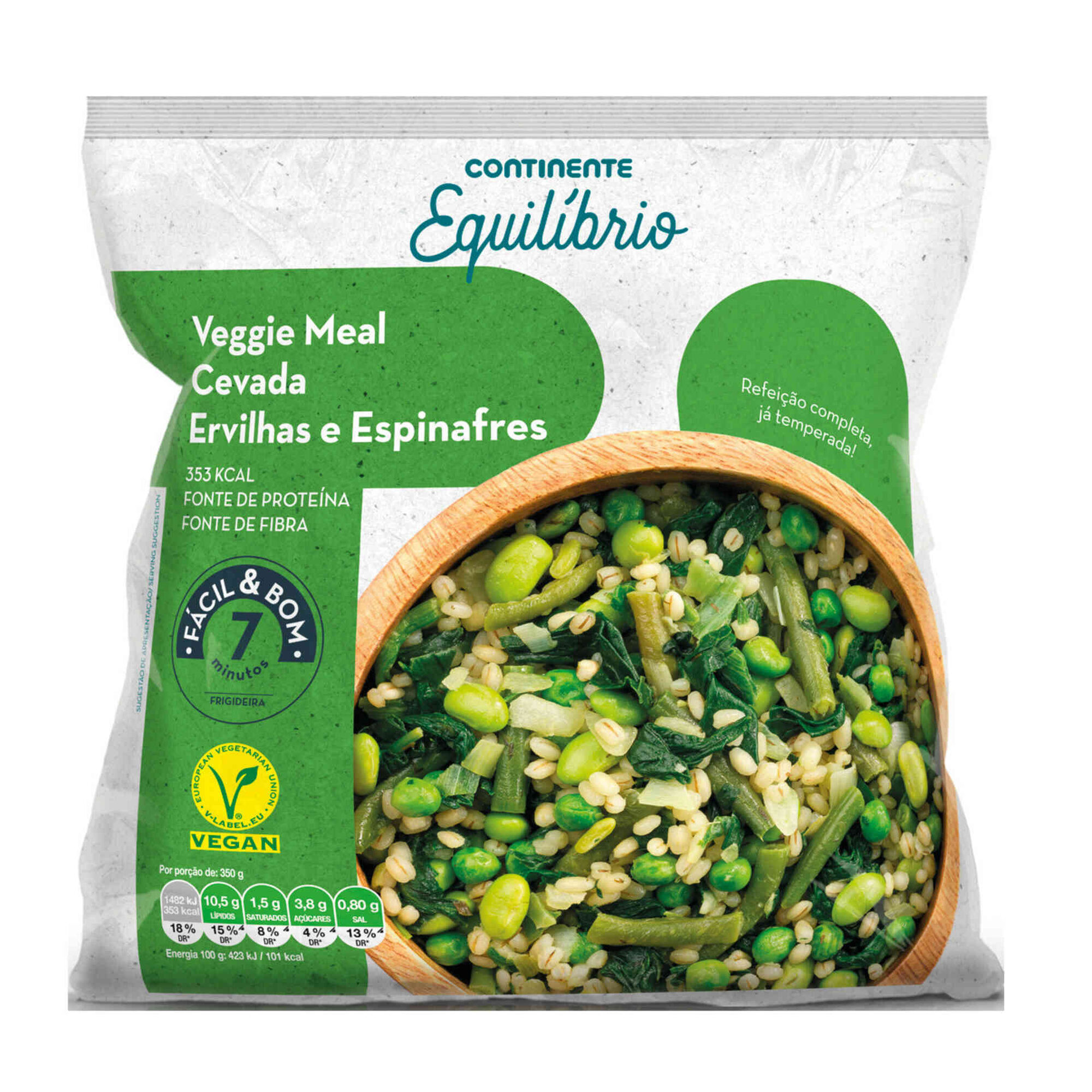 Refeição Vegetariana de Cevada, Ervilhas e Espinafres Refeição Vegetariana de Cevada, Ervilhas e Espinafres