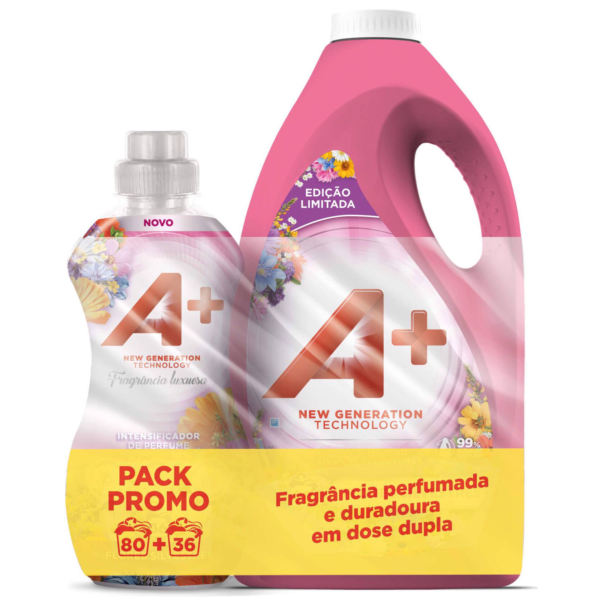 Conjunto Detergente de Roupa e Amaciador Flores Silvestres A+