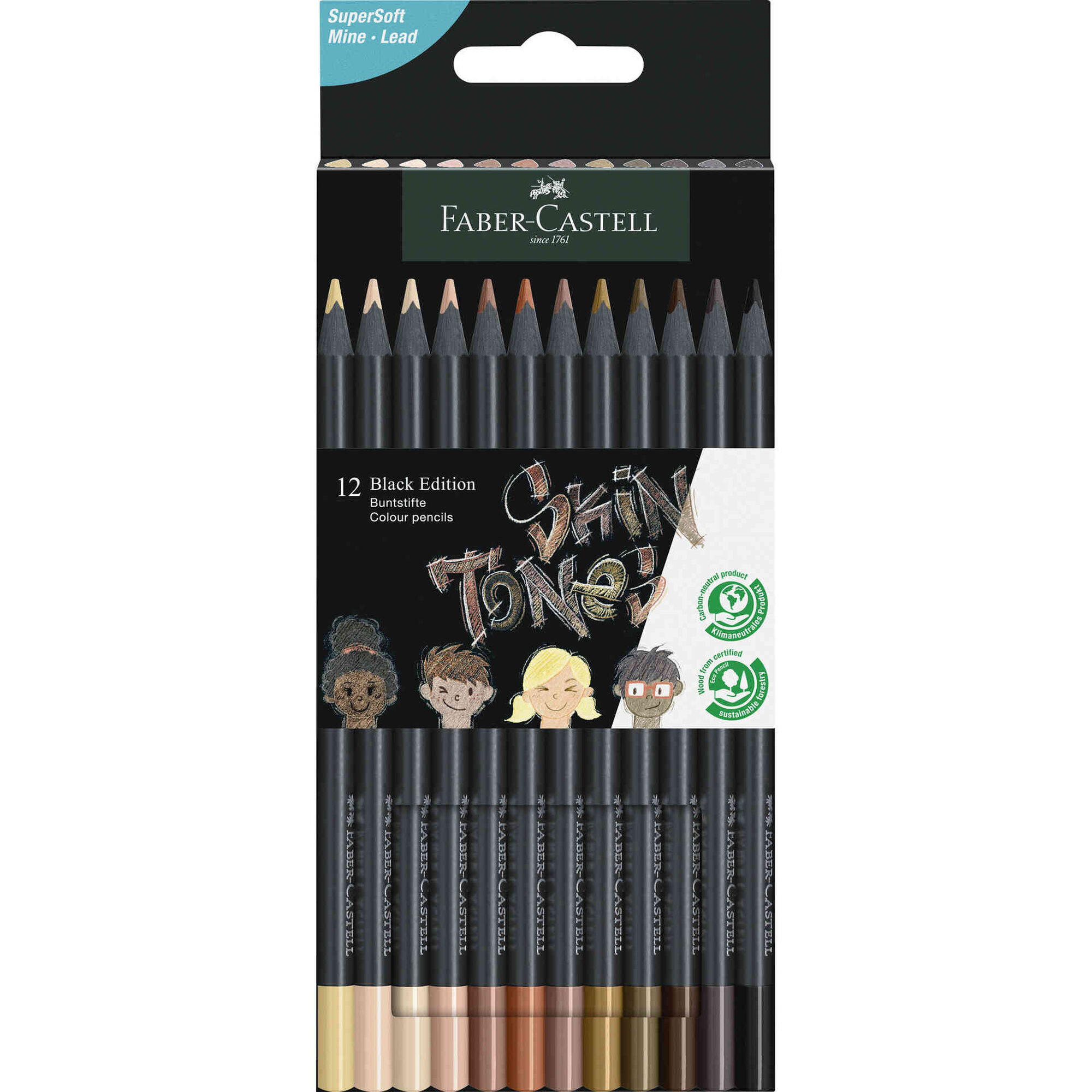 L&aacute;pis de Cor Black Edition Tons Pele Faber-Castell