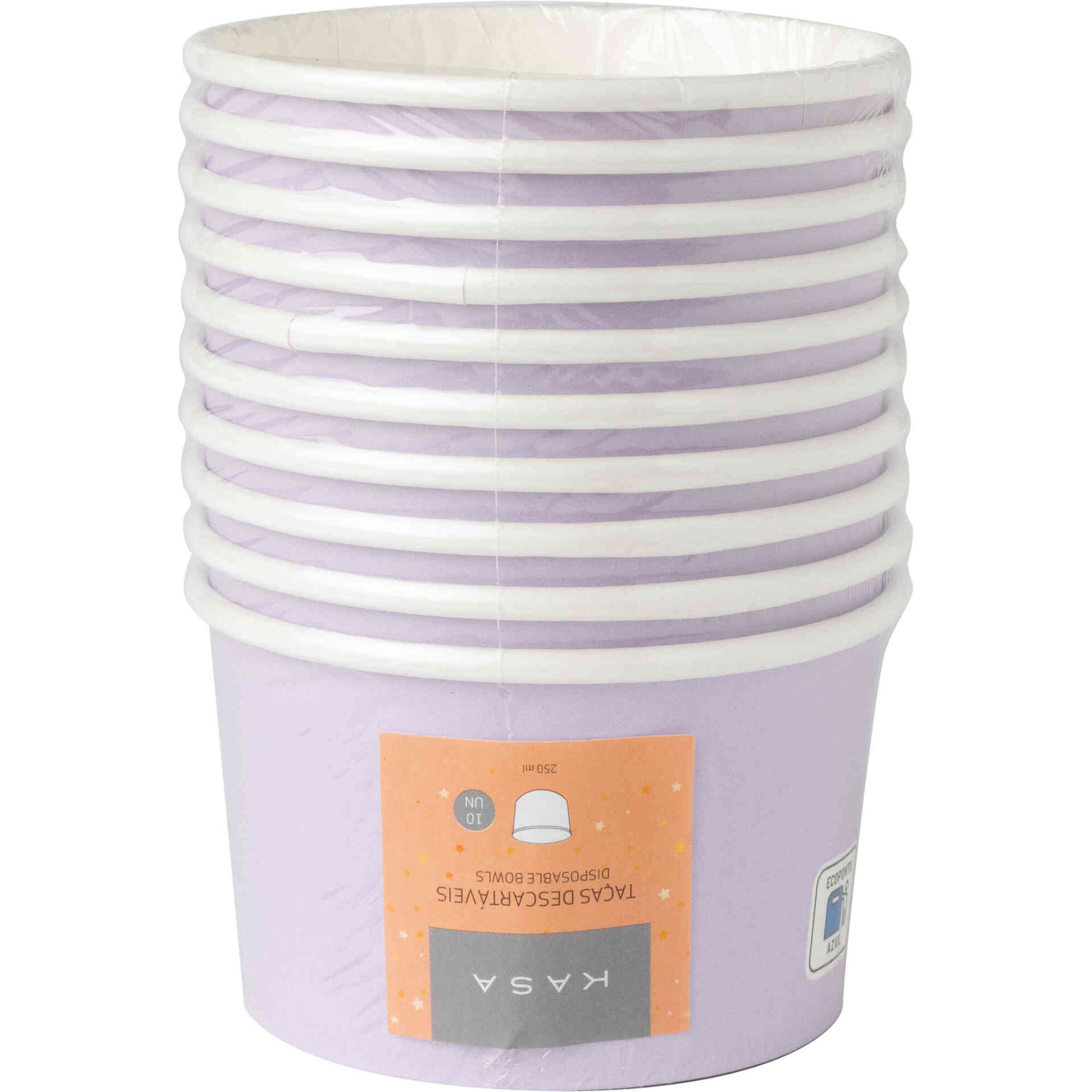 Conjunto 10 Ta&ccedil;as 250ml Papel Soft Lavanda