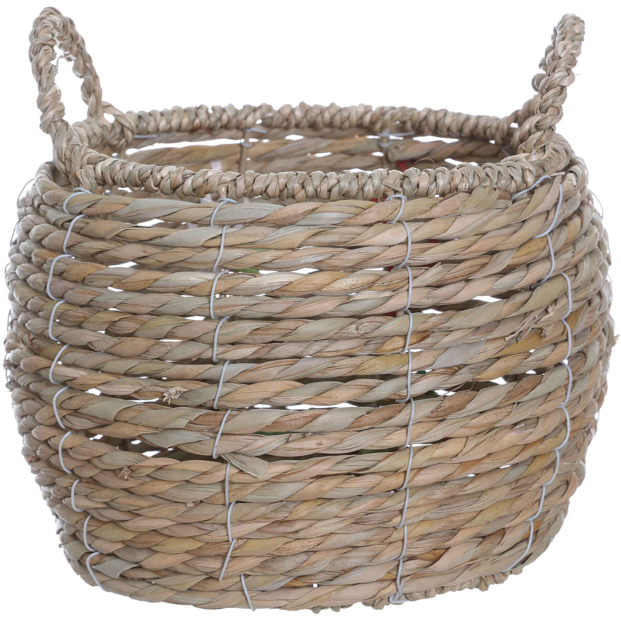 Cesto Oval Flores Bordadas 24x18cm Kasa