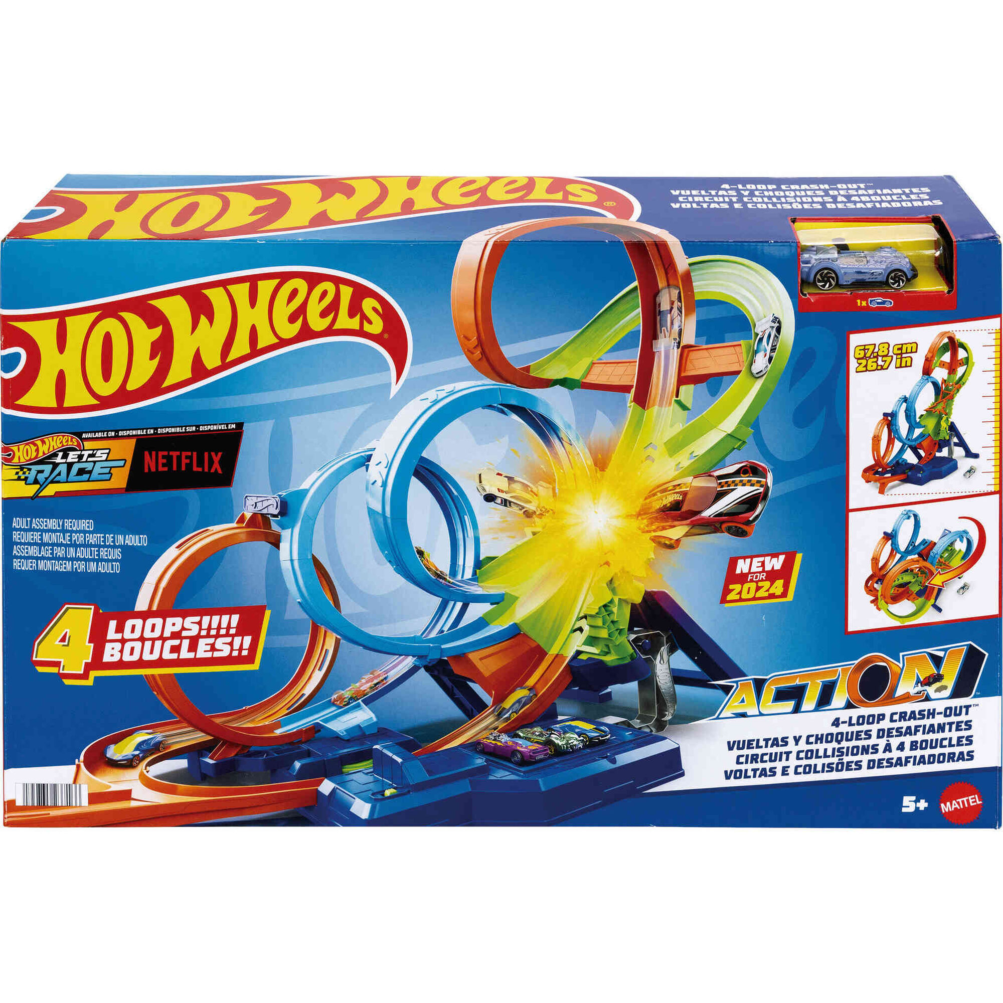 Hot Wheels Pista Zona de Choques de 4 Loopings