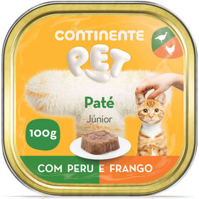 Comida H&uacute;mida para Gato J&uacute;nior Pat&eacute; Peru e Frango Continente Pet