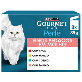 Comida H&uacute;mida para Gato Adulto Finos Peda&ccedil;os em Molho Saquetas Purina Gourmet Perle