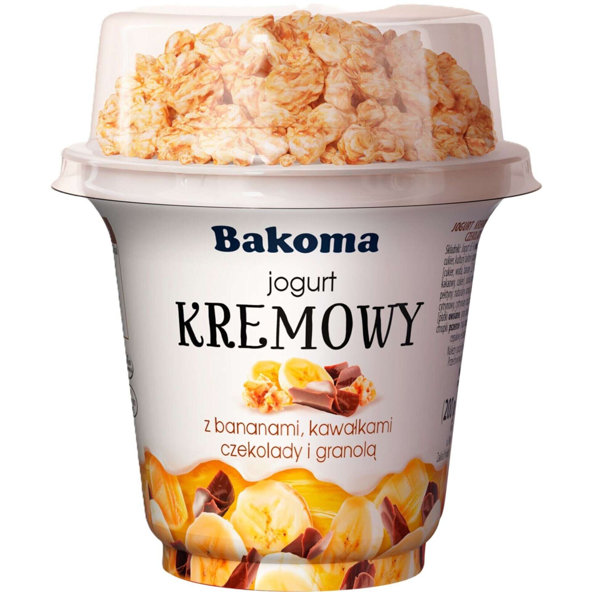 Iogurte Peda&ccedil;os Kremowy Duo Banana, Chocolate e Granola Bakoma
