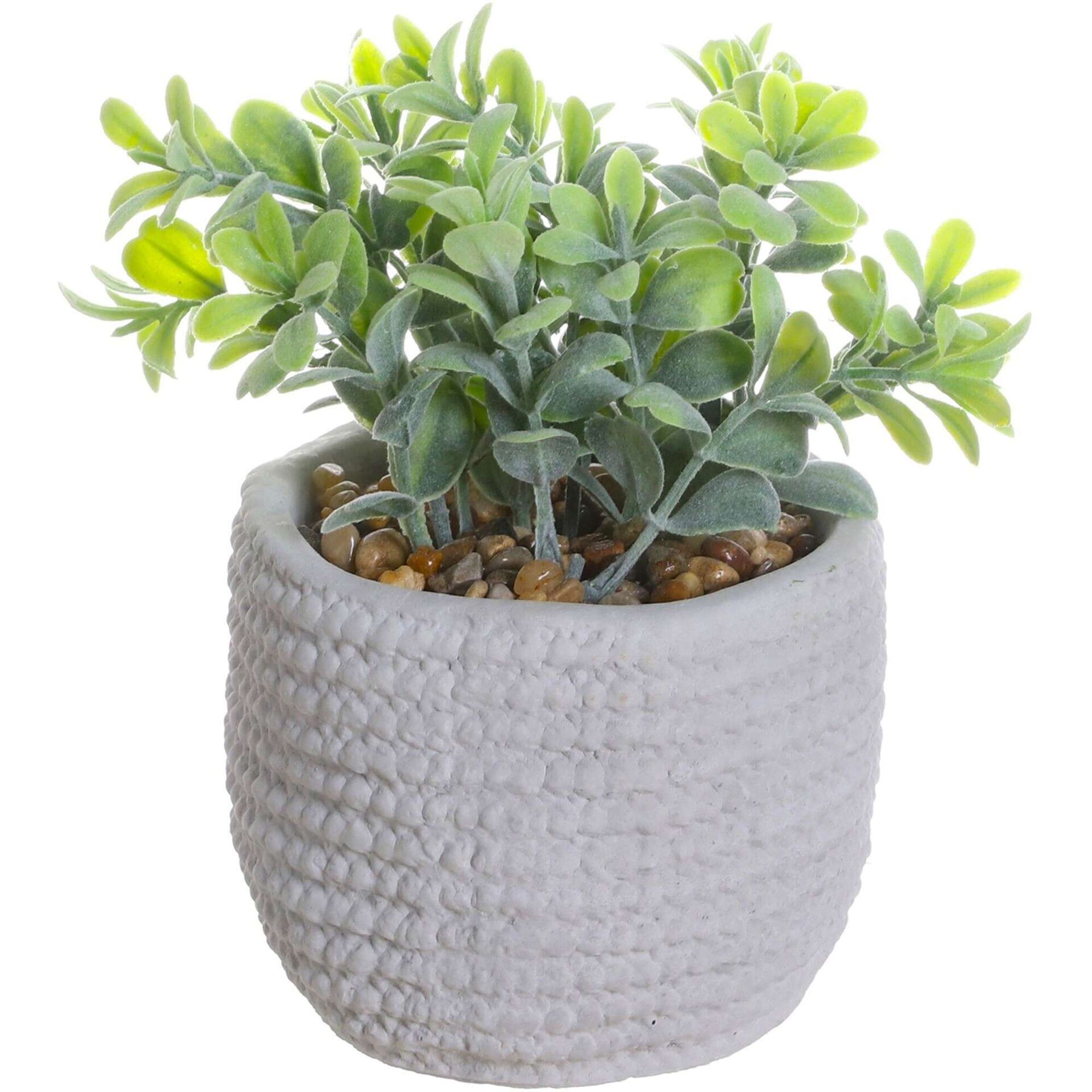 Planta Artificial Vaso de Cimento e Folhas de Eucalipto Kasa