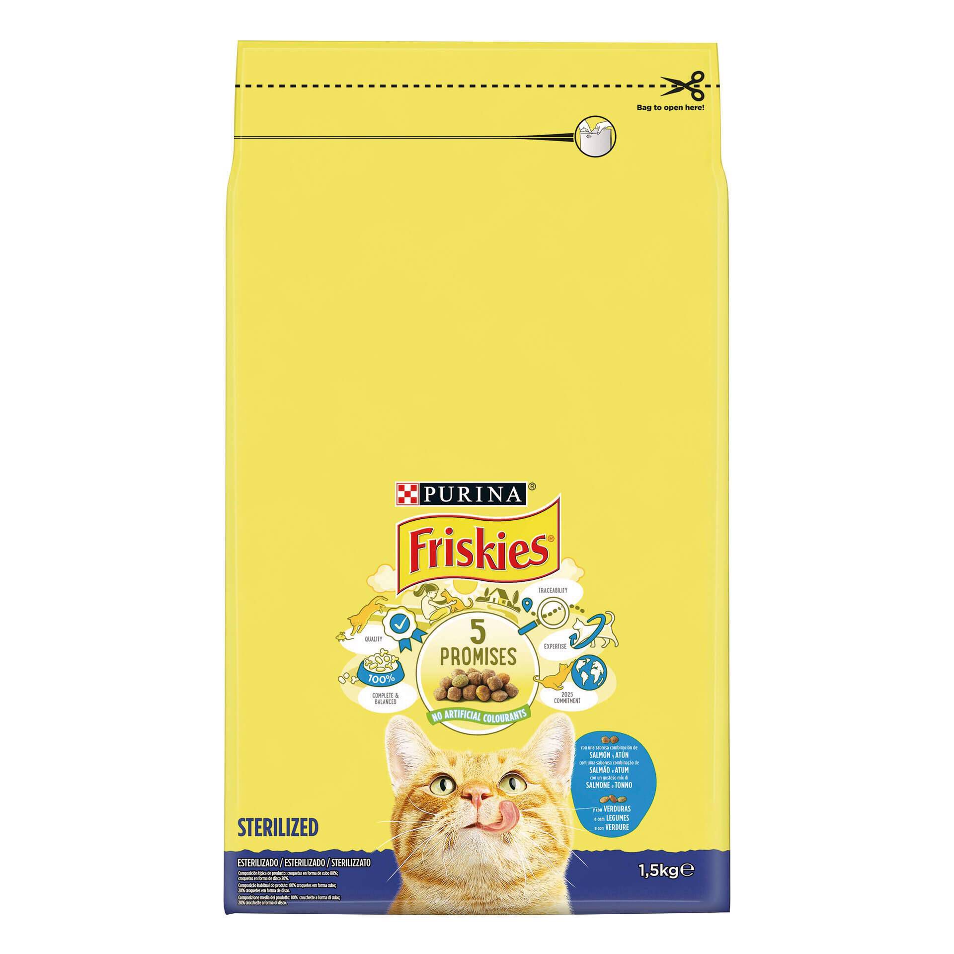 Racao para Gato Adulto Esterilizado Salmao Purina Friskies emb. 1 5 kg Continente Online