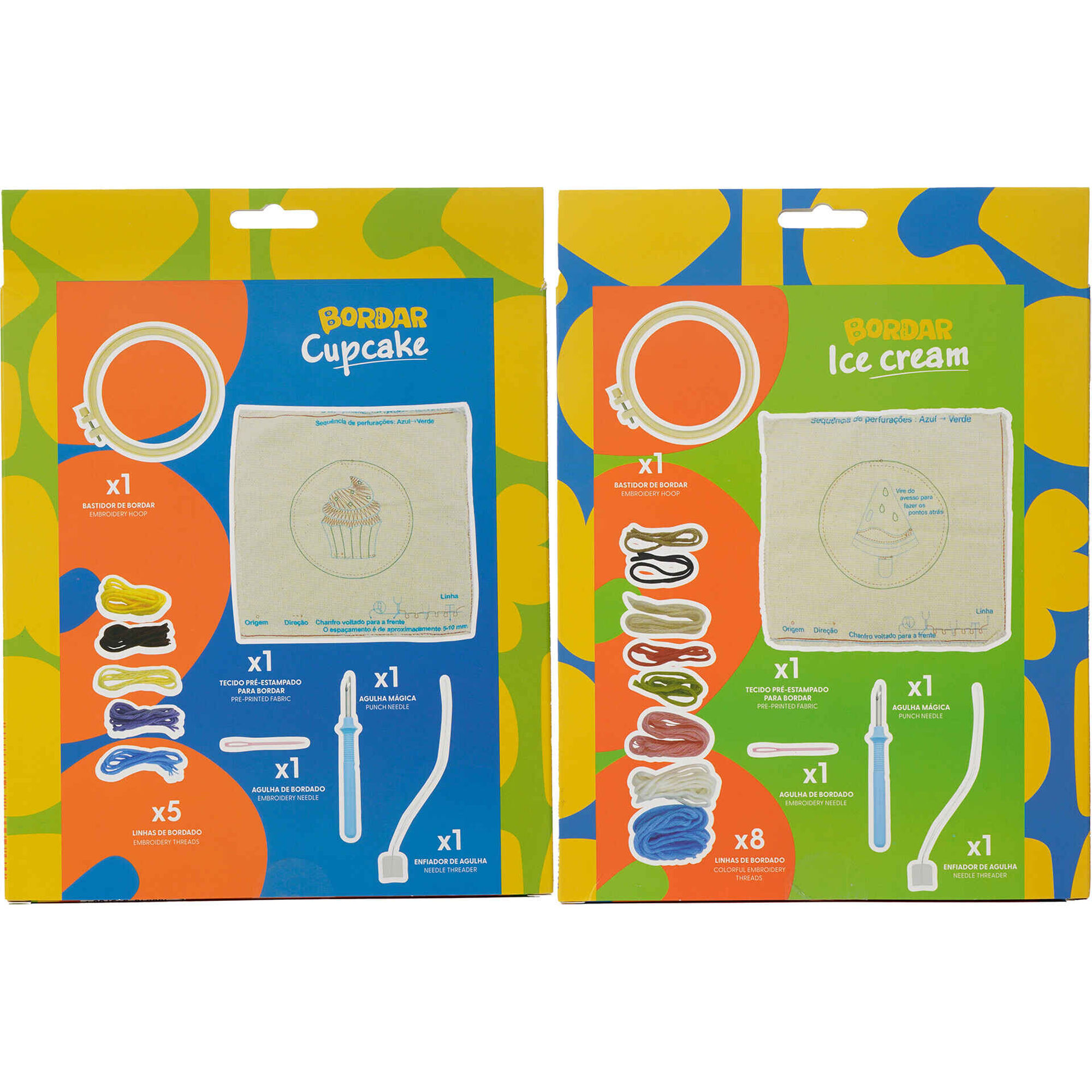 Kit de Bordar Gelado/Cupcake (vários modelos)