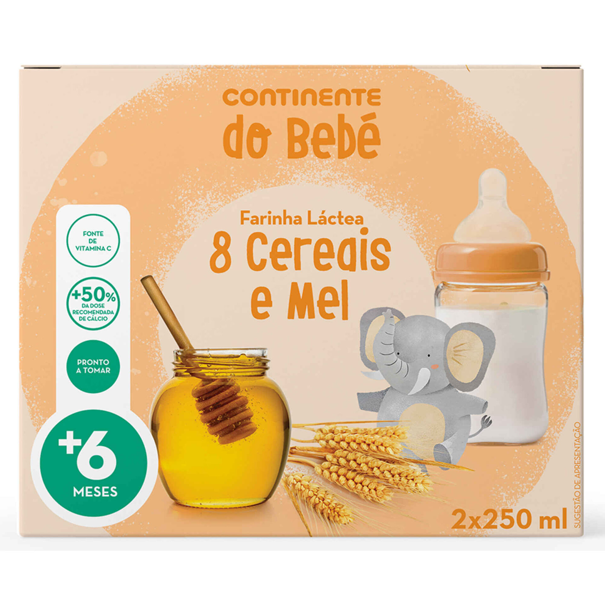 Papa Infantil Farinha Láctea 8 Cereais e Mel +6M