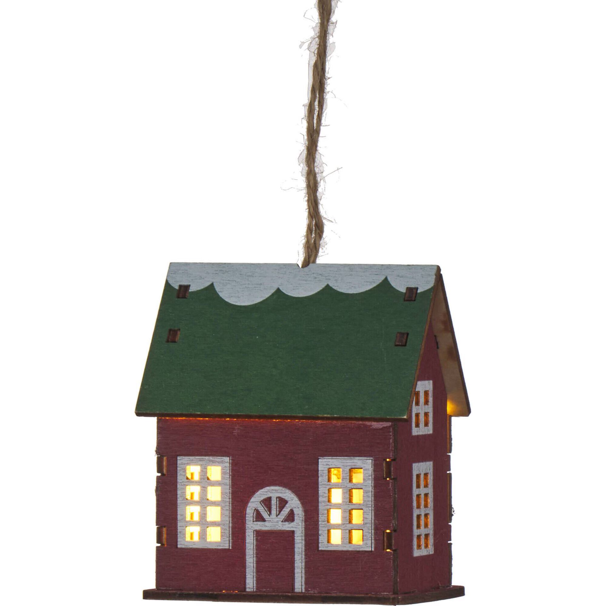 Ornamento Casinha com Luz Telhado Verde