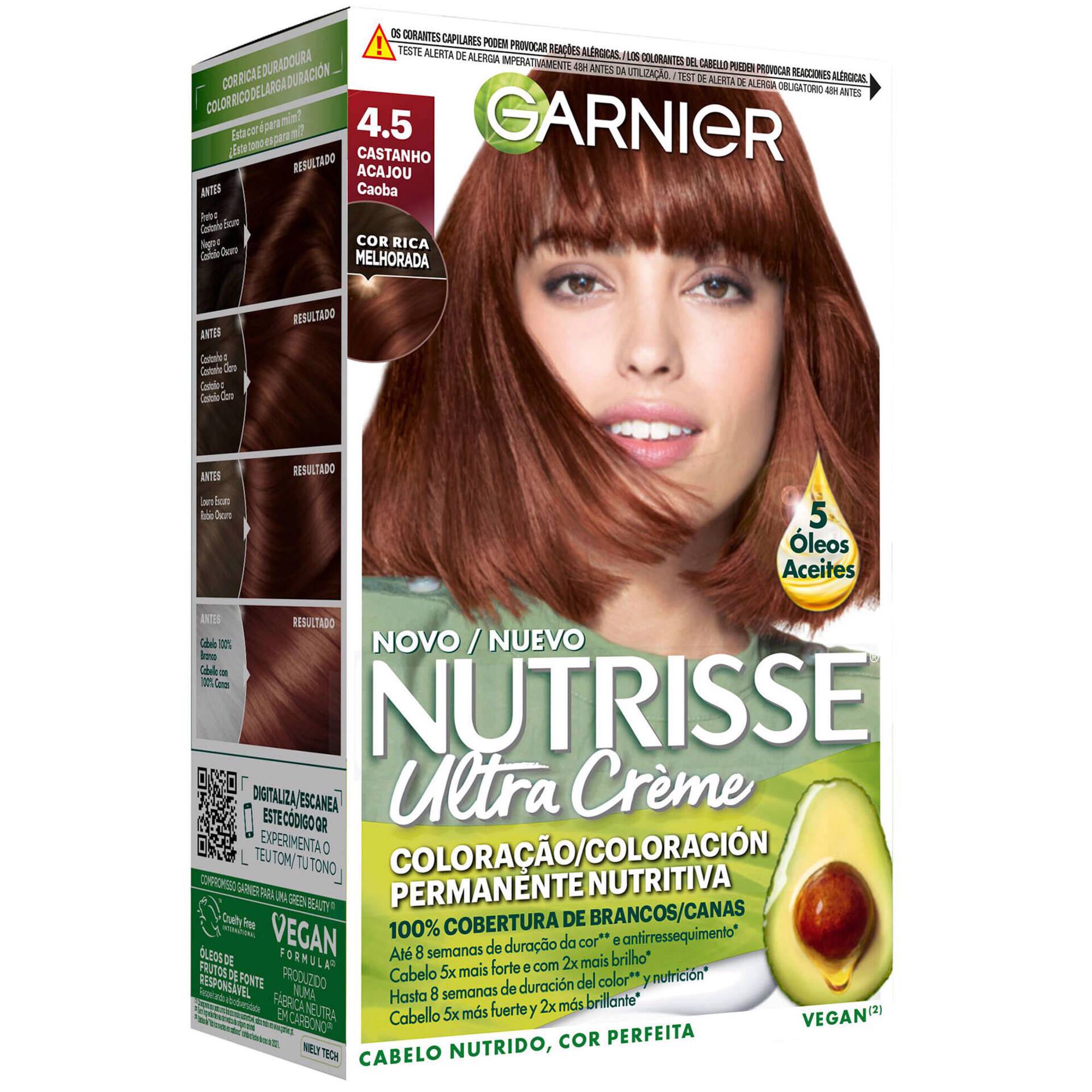 Coloração Permanente Nutrisse Castanho Acajou 4.5