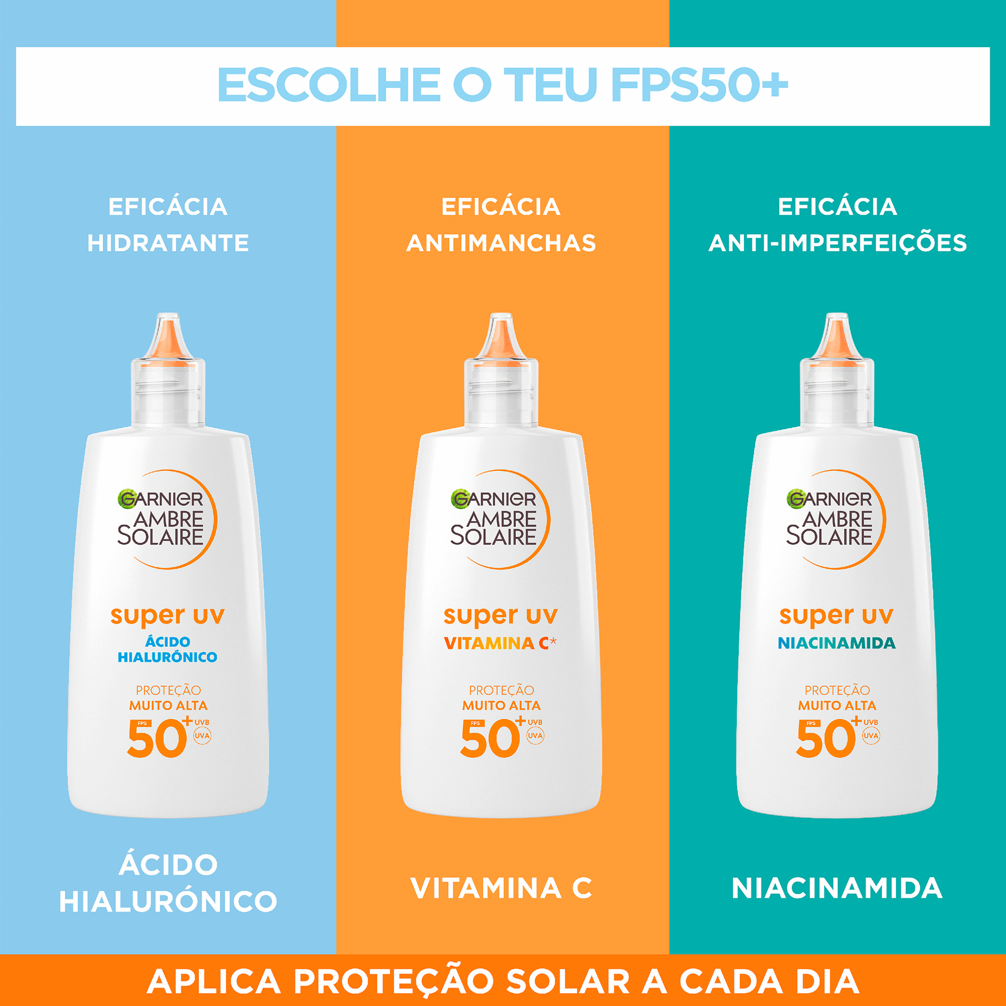 Protetor Solar Fluído Ambre Solaire Anti-Manchas FPS 50+ Protetor Solar Fluído Ambre Solaire Anti-Manchas FPS 50+