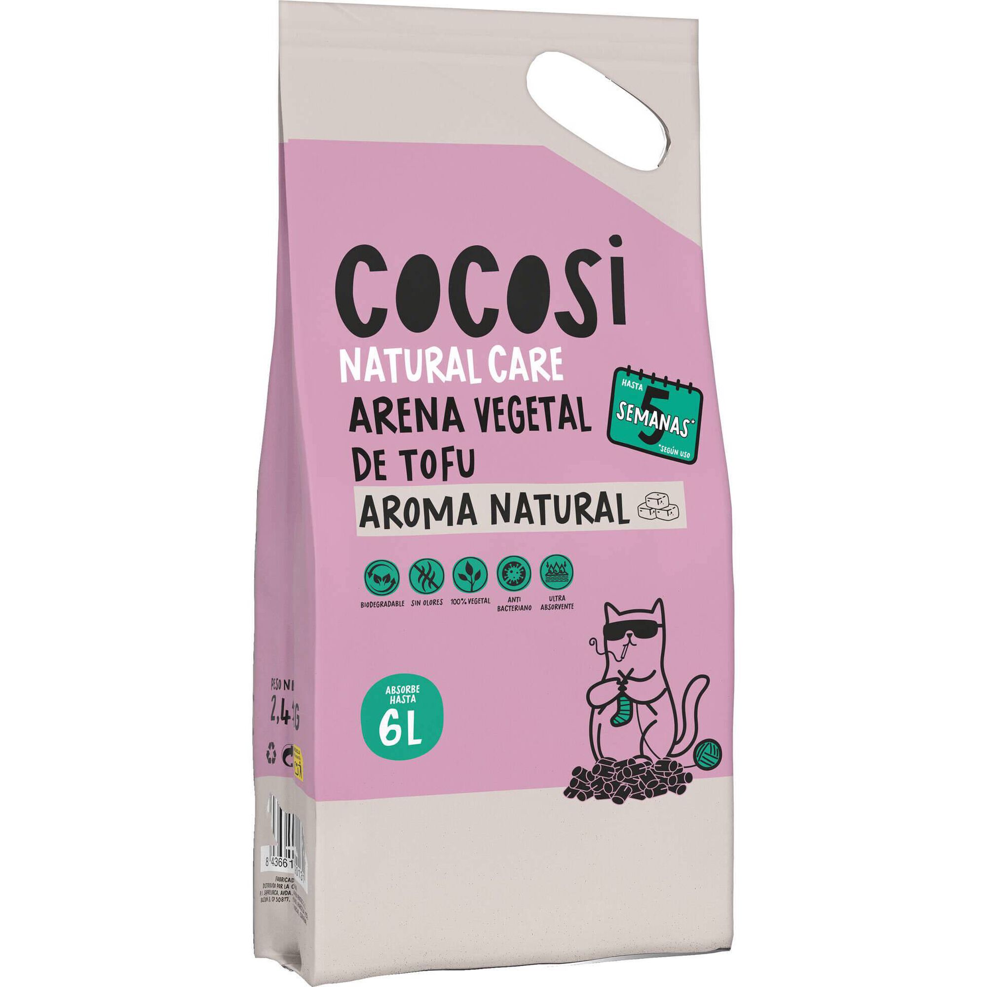 Areia Absorvente Aglomerante Vegetal Tofu Aroma Natural Cocosi